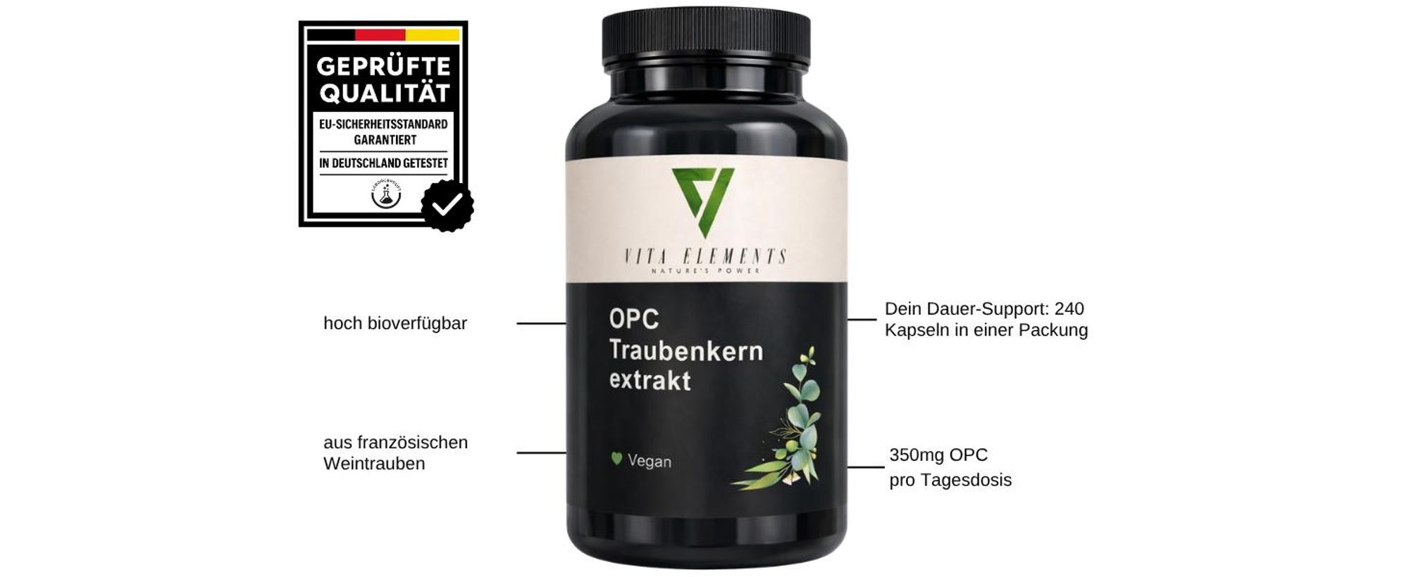 Vita Elements OPC Traubenkernextrakt Produktdose