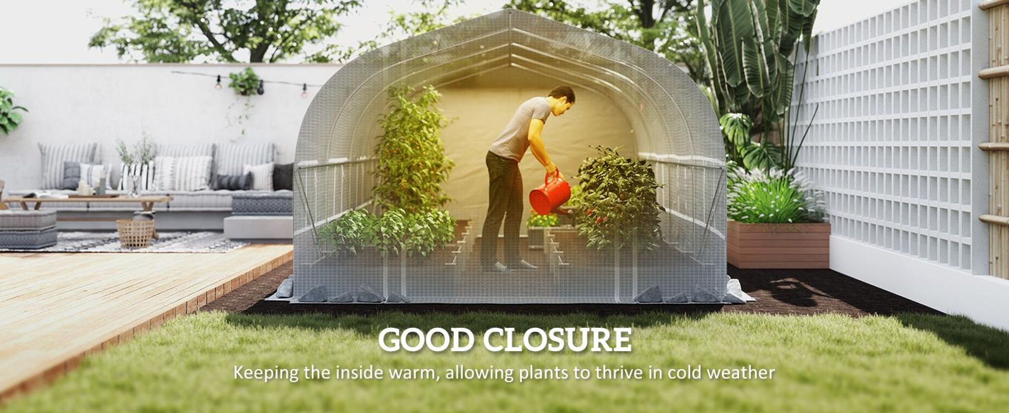 Szklarnia Outsunny 6 x 3 x 2 m, tunel foliowy z 8 oknami i drzwiami, zwijane ściany boczne, odporny na promieniowanie UV tunel foliowy na pomidory z ocynkowaną stalową ramą, biały