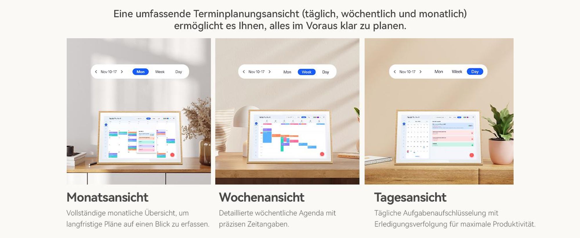 2026 NEU! Blackview NEST 10, 10,1" Digitaler Kalender und Bilderrahmen mit Touch, WIFI, 1280x800, 16:10, Foto-Sharing, Kindersicherung, Holzdesign