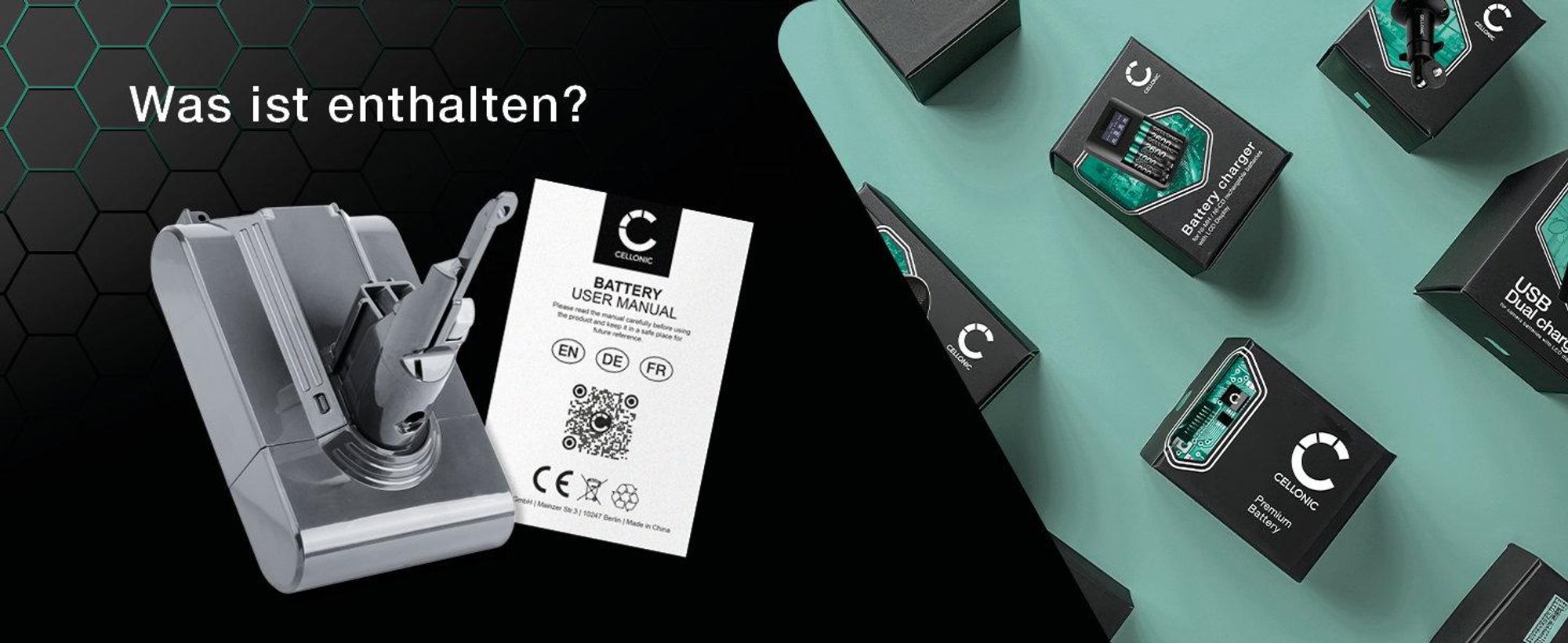 CELLONIC 1x Akku für Staubsauger Kompatibel mit Dyson V7, V7 Animal Pro plus, V7 Absolute Extra, 225403 - (2500mAh, 21.6V)