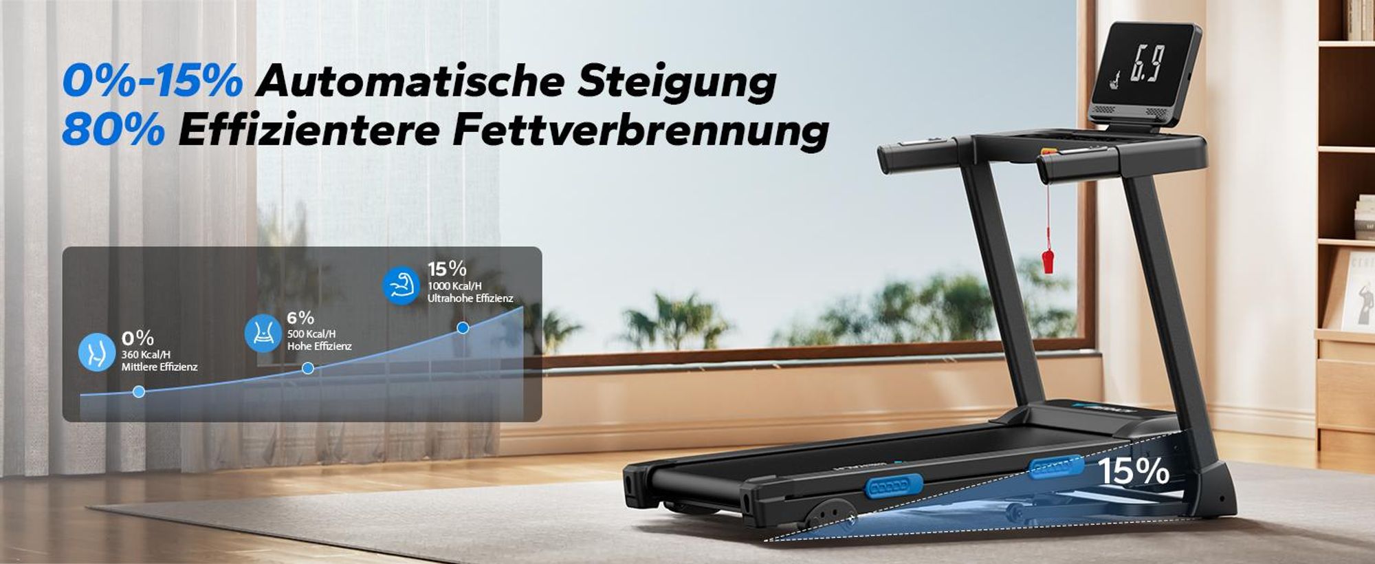Elektrisches Laufband, Klappbares Laufband für Zuhause bis 12 km/h, Herzfrequenzmessung, für Zuhause und Büro, Belastbarkeit bis 136kg