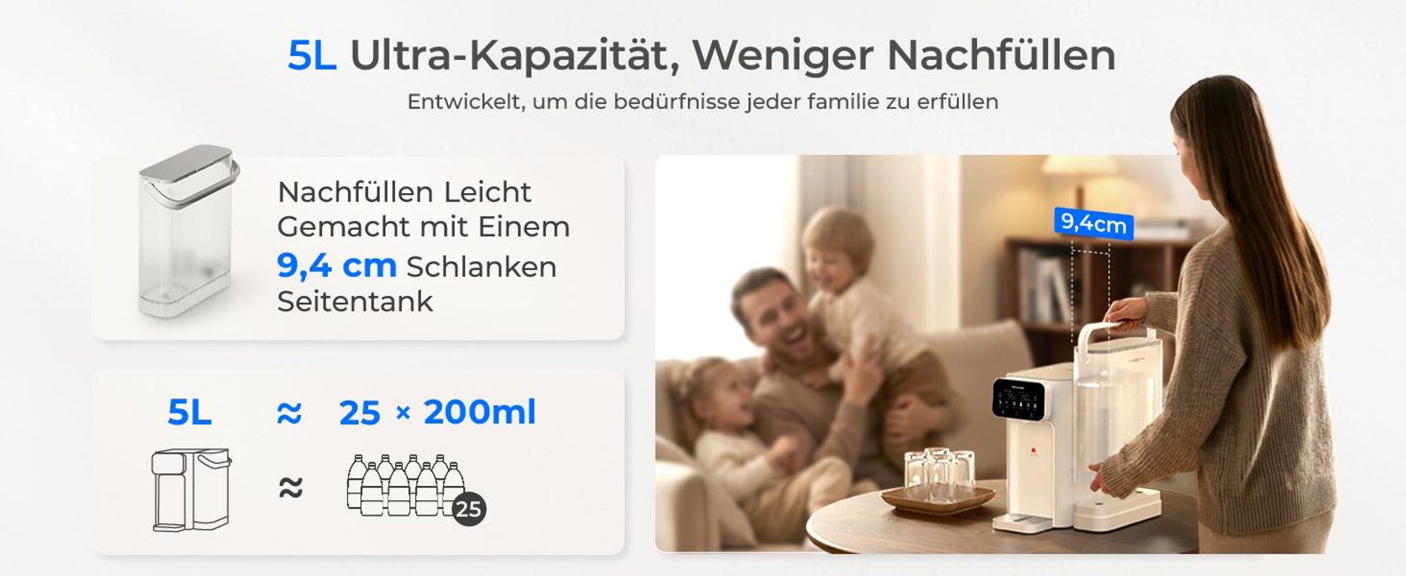 Waterdrop CT01 Heiß & Kalt Wasserspender mit Filter, Reduziert TDS, Kalk & Chlor, Erhält Wichtige Mineralien, 8-Stufen-Filtration mit UV-Sterilisation