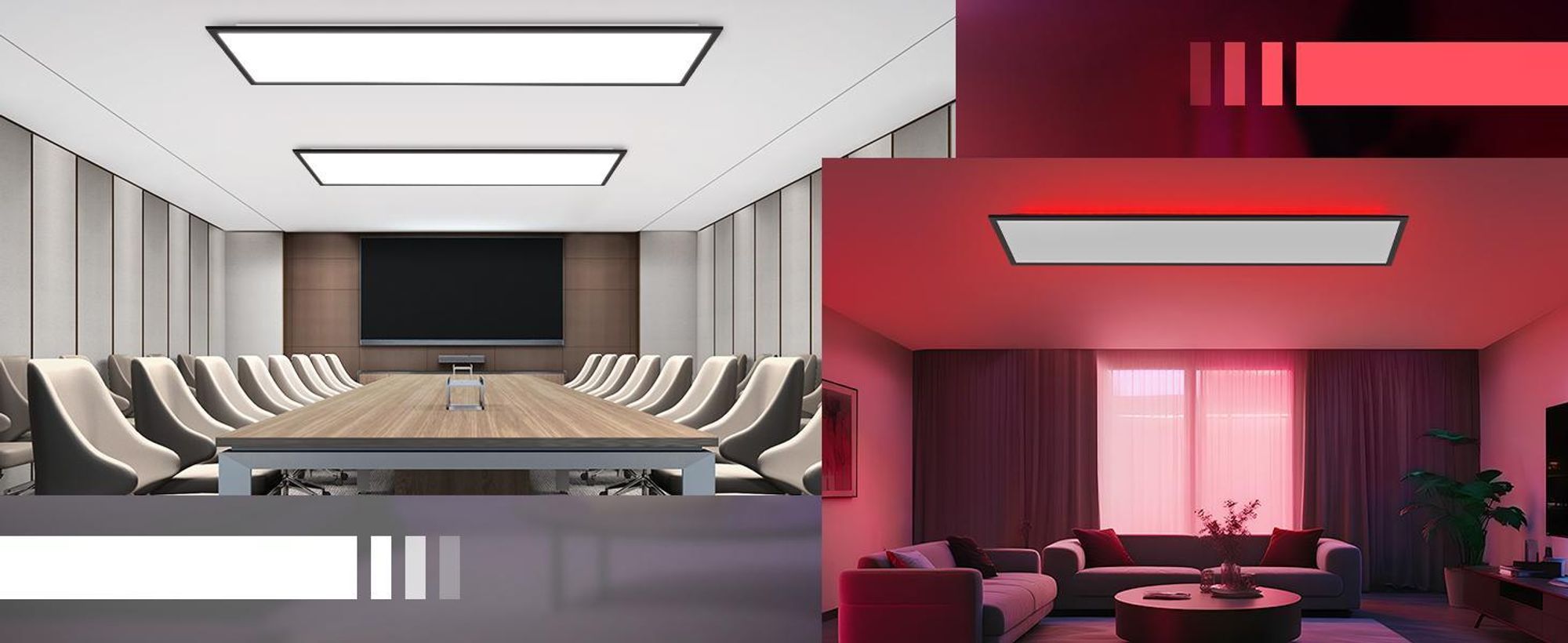 ZMH Panel LED 100x25 z możliwością ściemniania - Panel sufitowy RGB z podświetleniem i zmianą kolorów Długa biurowa lampa sufitowa płaska z pilotem Duża lampa biurowa 24W Czarna prostokątna lampa sufitowa do pokoju gier w salonie