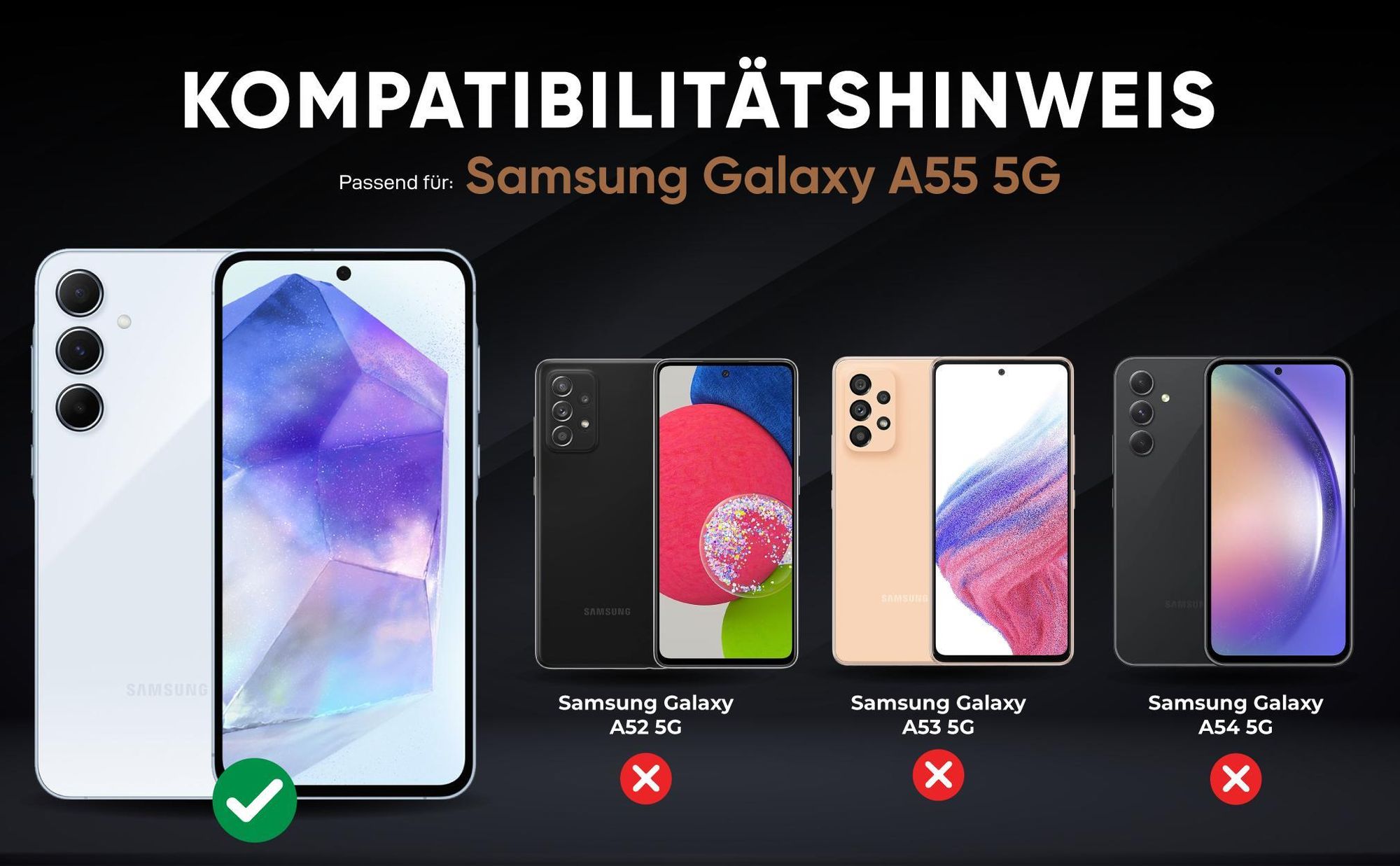 Kompatibilitätshinweise Hülle für Samsung Galaxy A55 5G