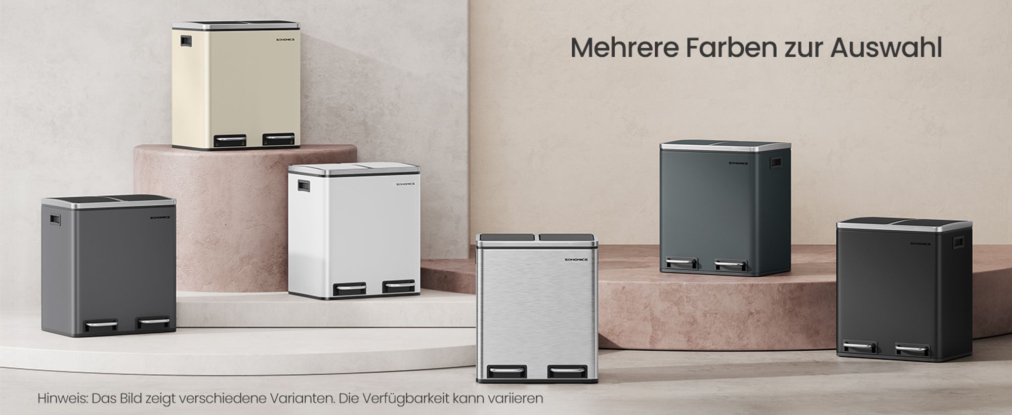 Mülleimer Küche, 2 x 15 Liter, Mülltrennsystem 2 Fächer, Abfalleimer