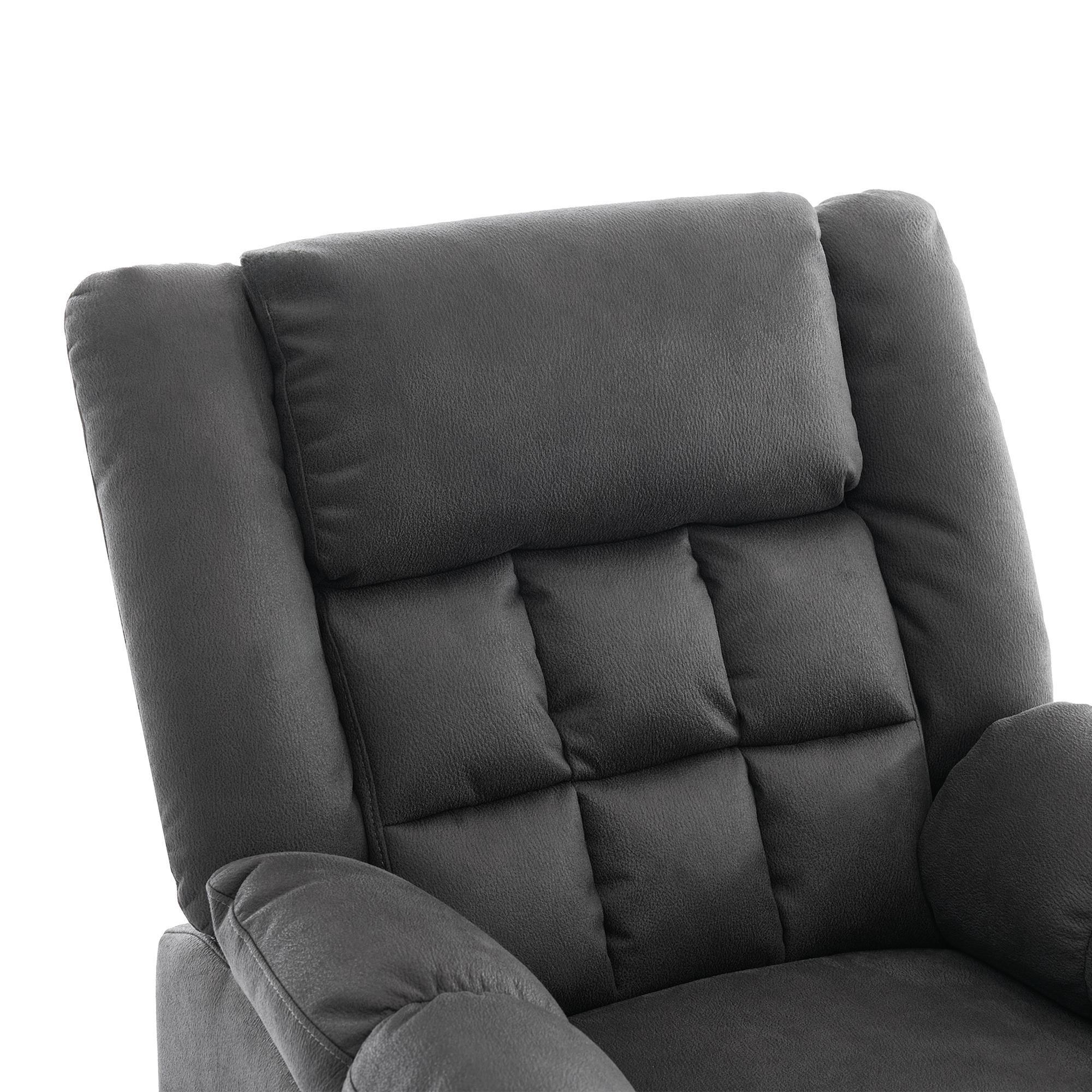 Merax Massagesessel, Elektrischer Fernsehsessel mit Massagefunktion, Wärmefunktion, Liegefunktion, Fußstütze, Seitentaschen, Getränkehalter, USB, Grau
