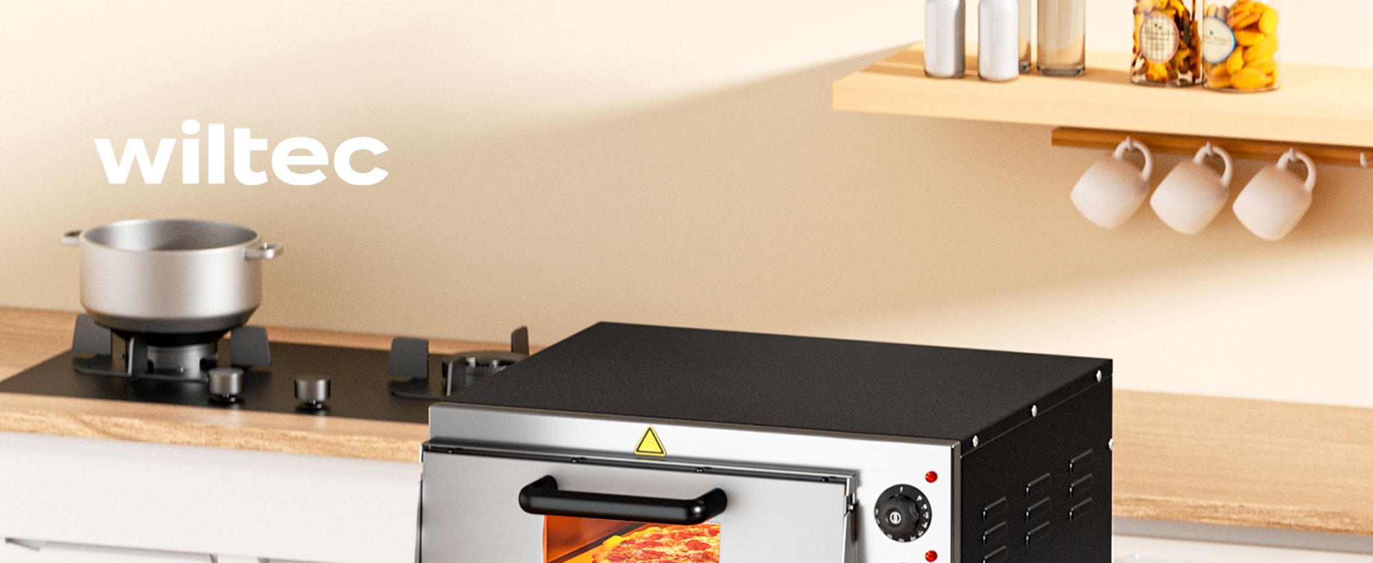 2-Etagen Pizza-Backofen 3000W mit Cordierit Stein für Pizza wie aus dem Steinofen Pizzaofen Backofen