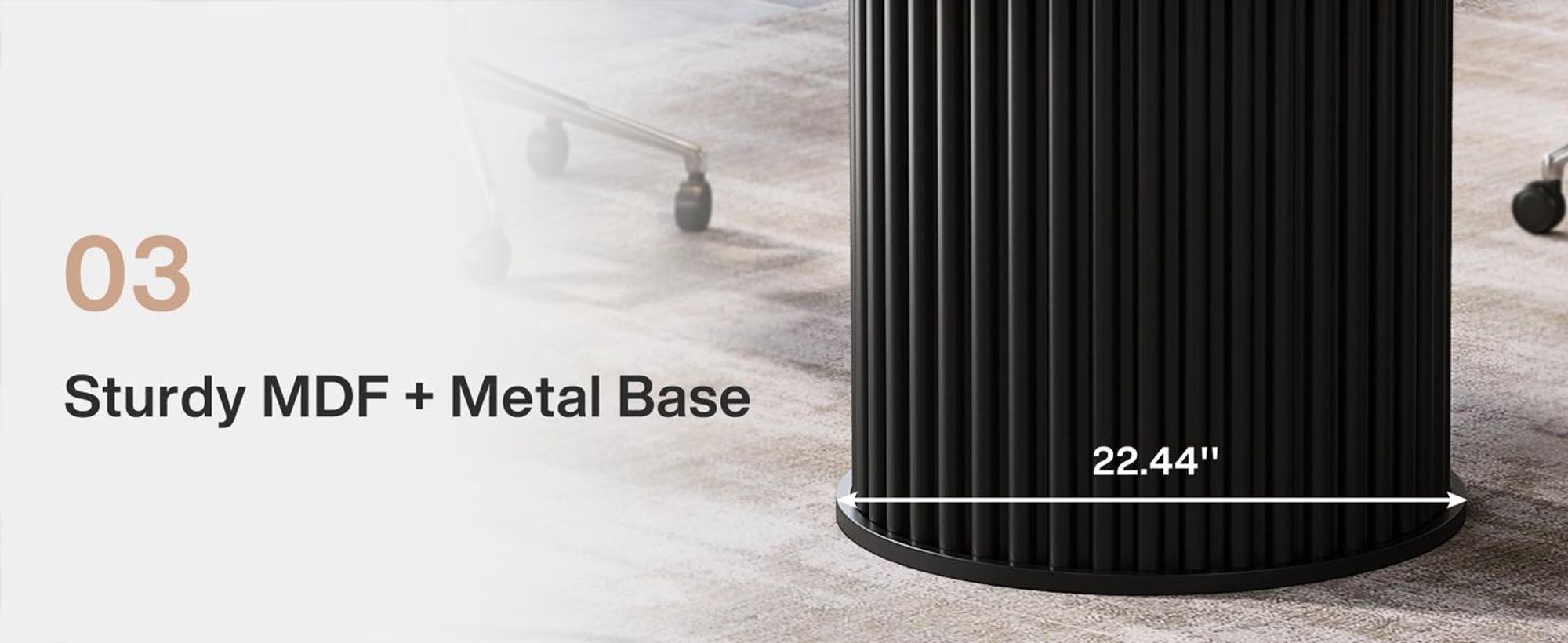Tribesigns 120 cm runder Schreibtisch, für 4–6 Personen, Büroschreibtisch mit stabilem MDF + Metallbasis, perfekt für Konferenzräume, Braun + Schwarz