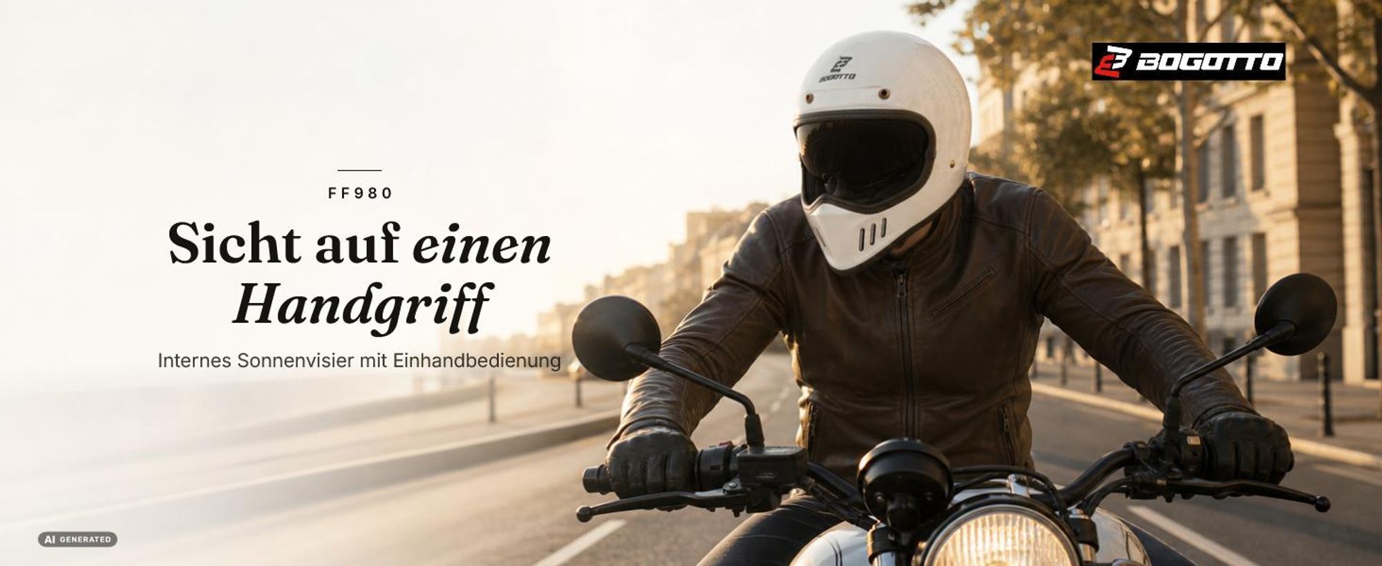 Bogotto FF980 Helm, schwarz matt, XS