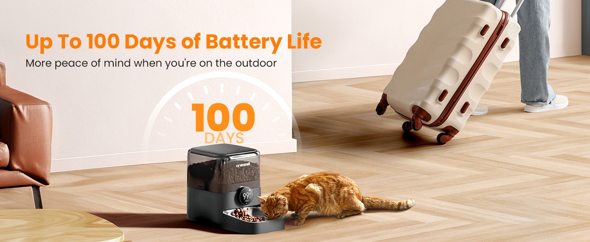 Katzen-Futterautomat Oneisall Kabellos mit APP-Steuerung, 3L ein Nafp/5L zwei Näpfe