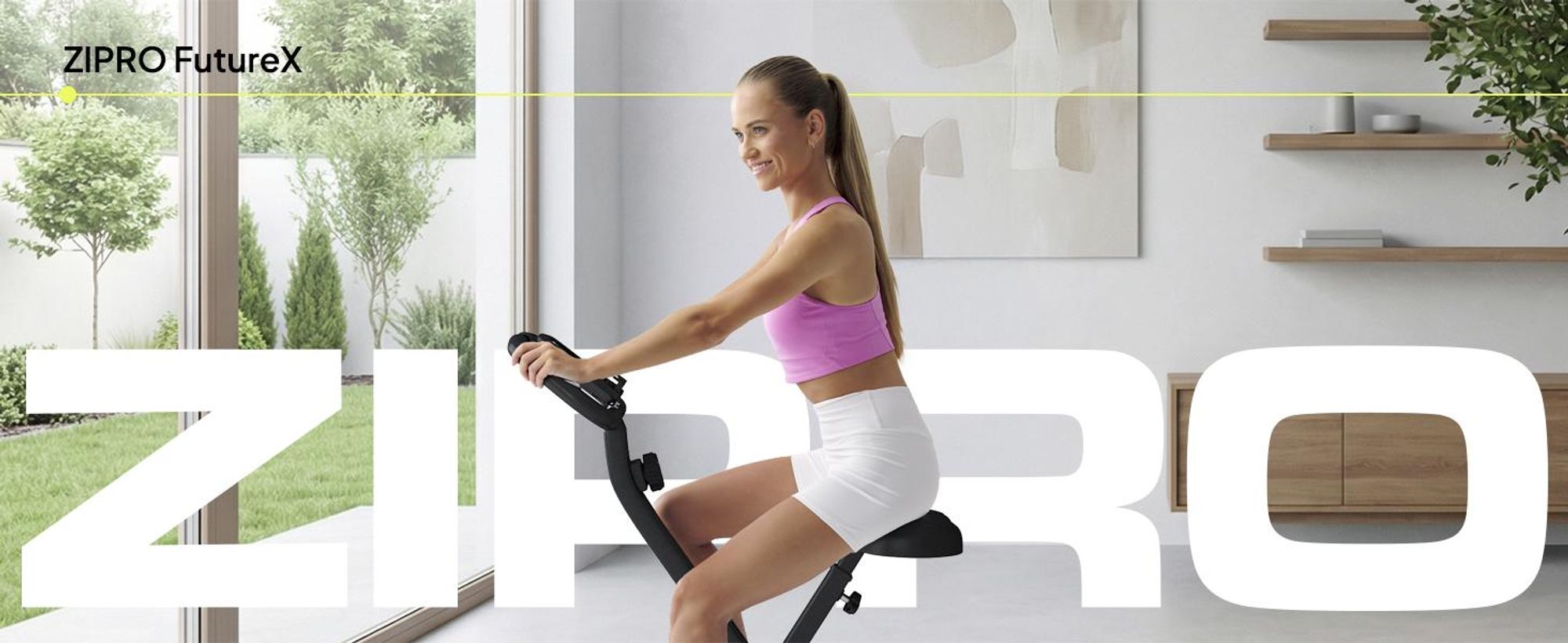 Zipro Heimtrainer Fahrrad Future X – Klappbares X-Bike für kleine Wohnungen – Magnetisches Fitnessbike, Platzsparend Leise Pulsmessung, Tablethalter