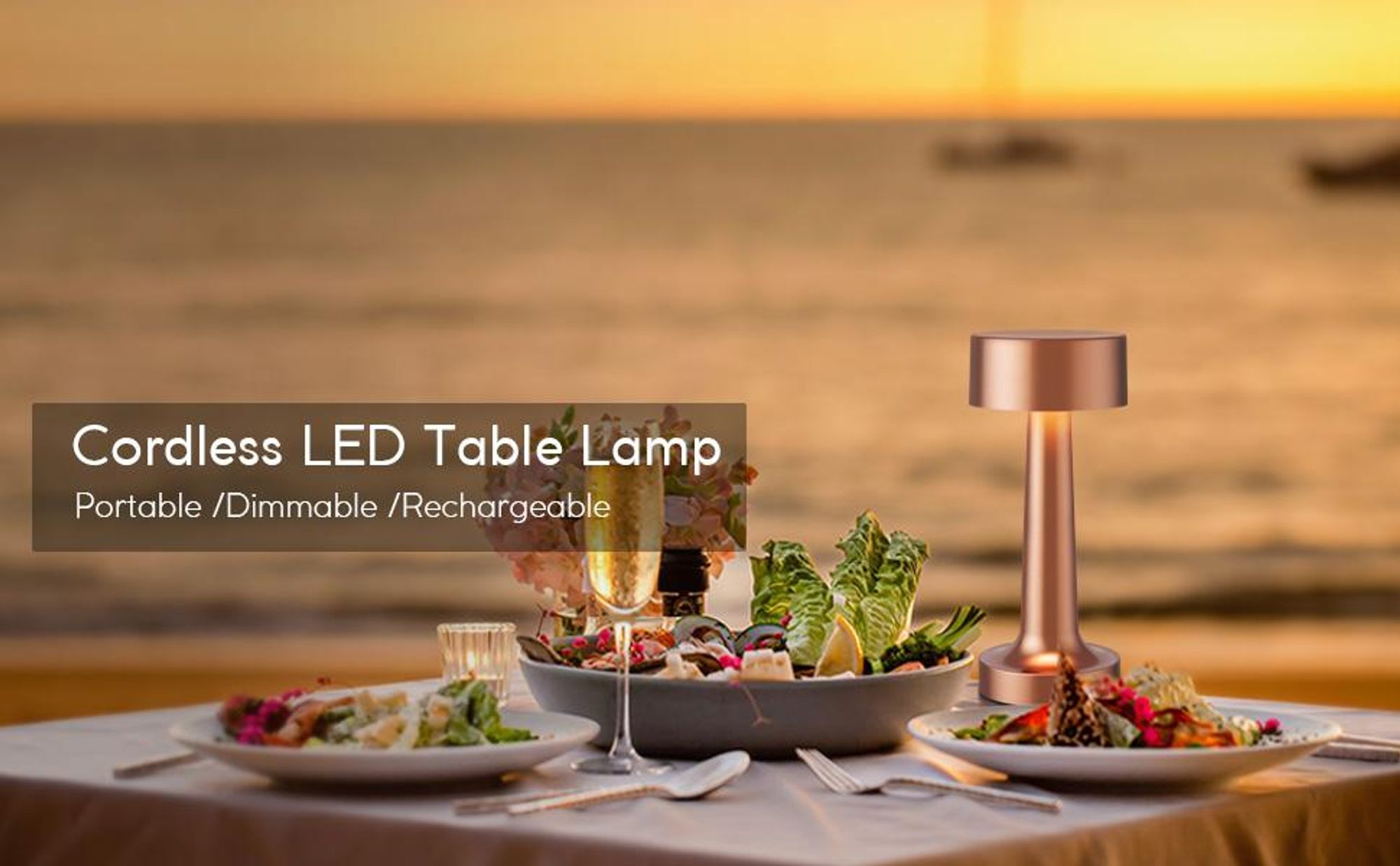 LED-Tischlampe, USB-Aufladung, Kabellos Dimmbar Tischleuchte, 3 Helligkeitsstufen, Touch Steuerung Nachttischlampen, Warmweiβ Nachtlicht, Rotbronze