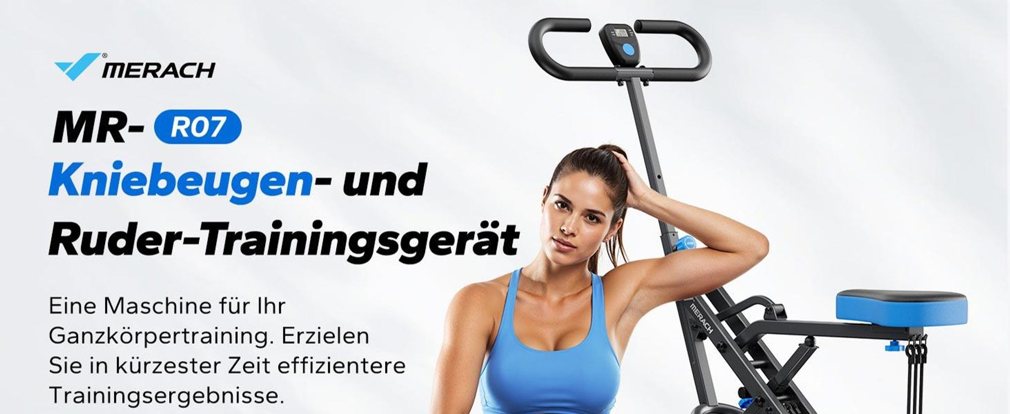 Multifunktionaler Ganzkörpertrainer – Bauch- & Rückentrainer mit 3 Widerstandsbändern, klappbar, LCD-Display, verstellbarer Sitz & Lenker, bis 158 kg