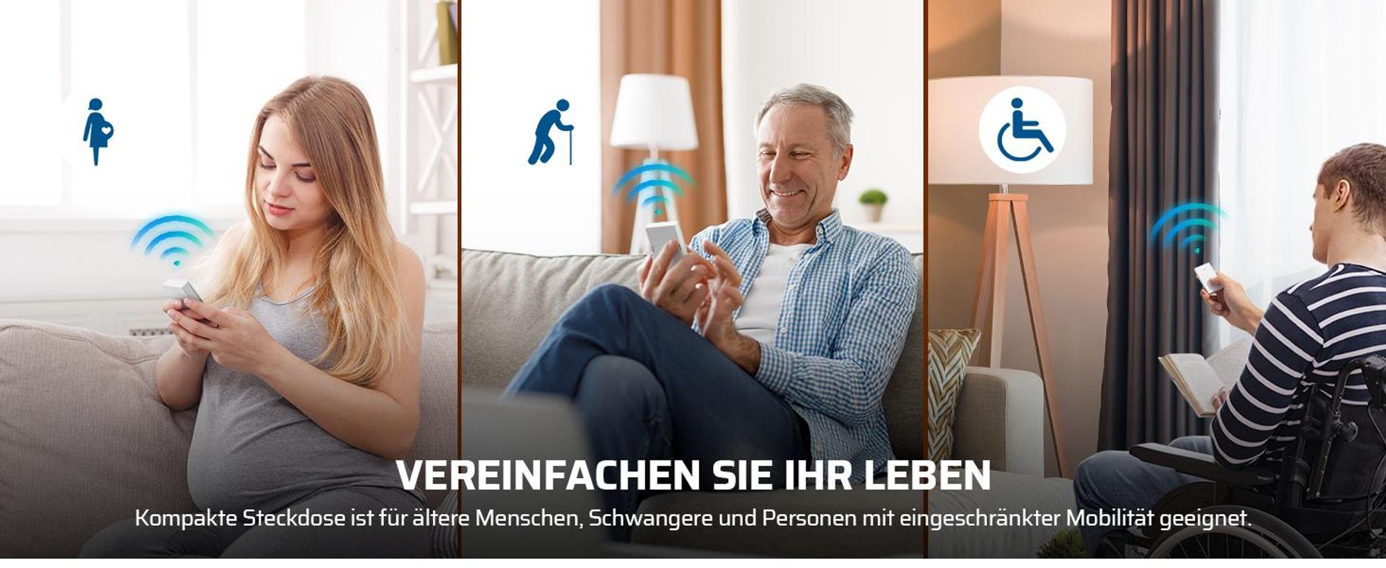 DEWENWILS Funksteckdosen mit Fernbedienung, 16A 3680W, 30M Reichweite, Weiß