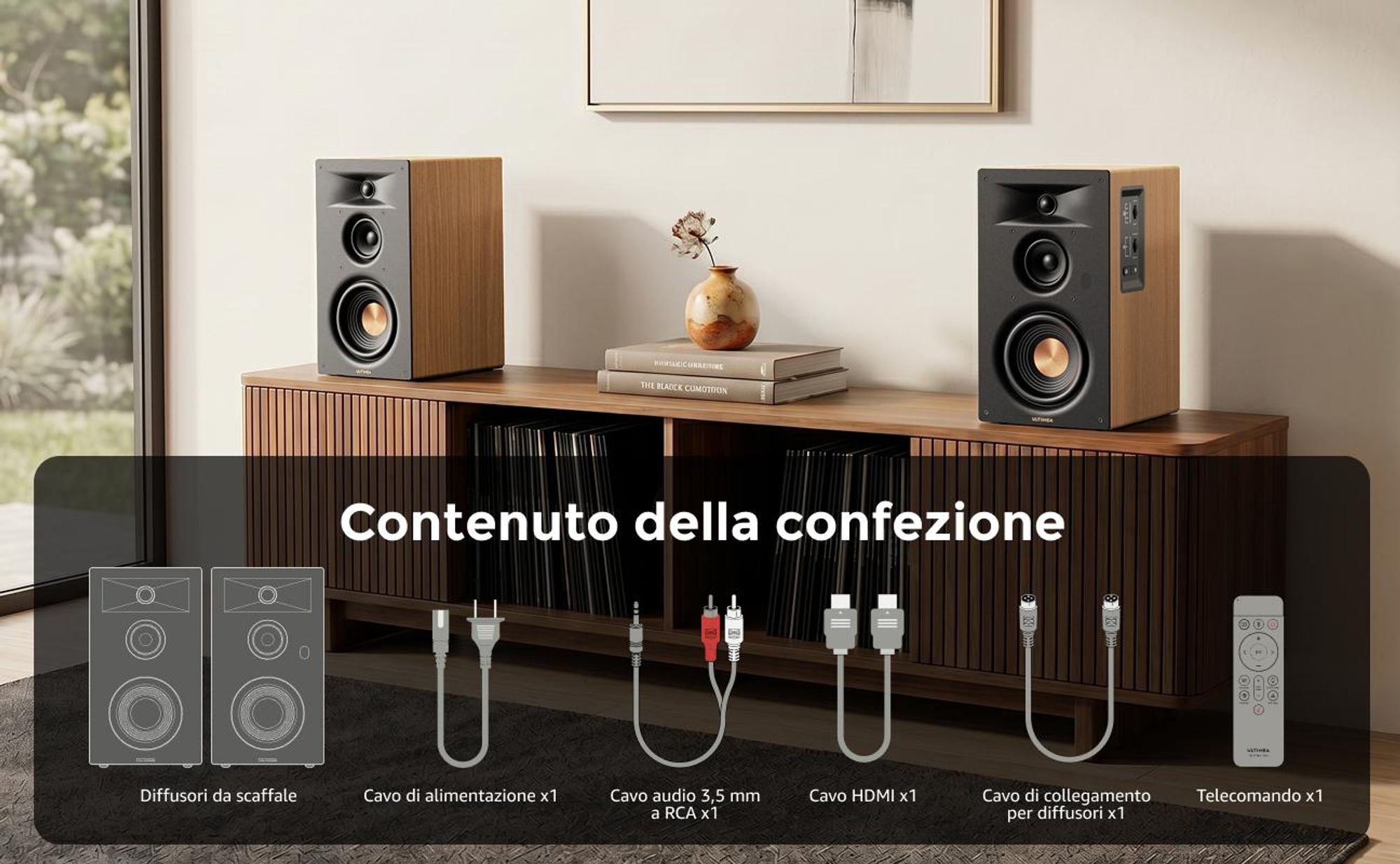 Ultimea Signature BS-30, altoparlante attivo a 3 vie, altoparlante da scaffale, compatibile HDMI