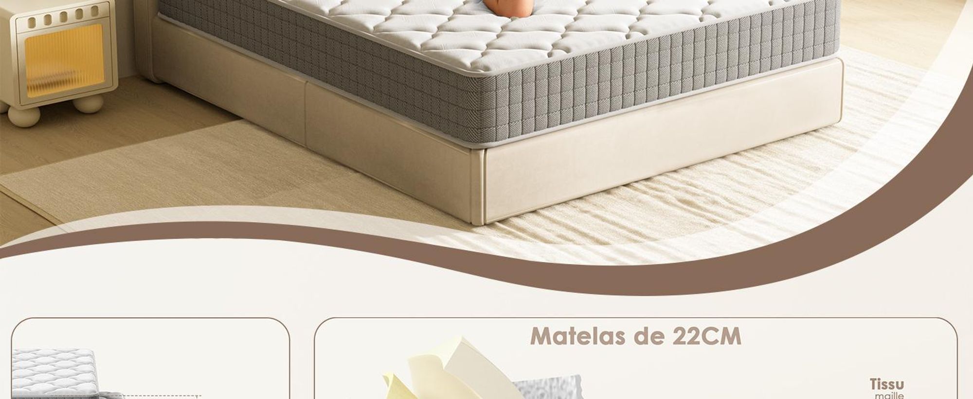 DEWINNER Matelas 140x200 - Épaisseur 22 cm et Mousse A Mémoire Matelas - Fermeté Moyenne - Soutien Parfait - Respirant - Réversible à Deux Faces