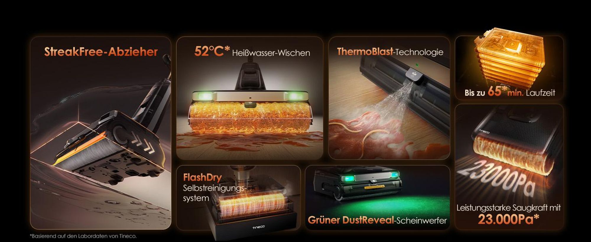 Tineco FLOOR ONE S9 Master Nass Trockensauger, StreakFree-Abzieher, ThermoBlast-Tech, Warmwasser-Wischen, 9,9 cm Höhe, 23 kPa, Flashdry Selbstreinigen