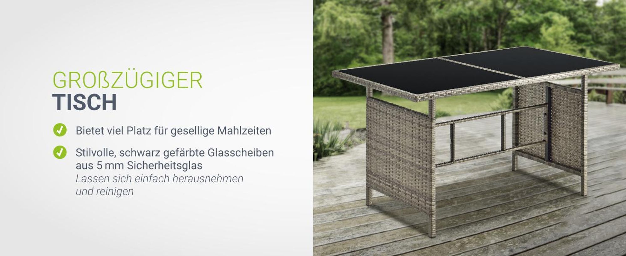 Juskys Polyrattan Lounge Manacor Grau-Meliert und Schwarz