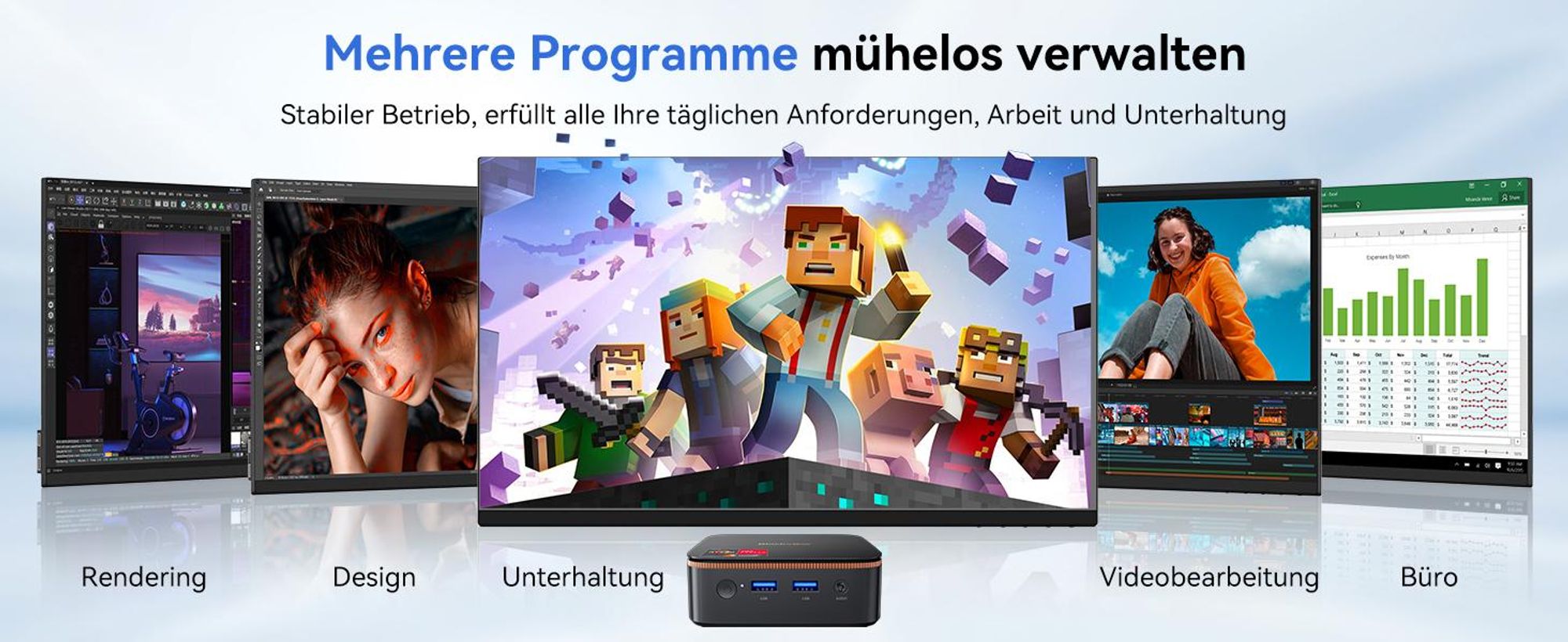 Blackview MP20 Ryzen 3  3300U Desktop-PC, Win 11Pro 3,6 GHz, 16GB RAM 512GB SSD M.2 Mini Computer, 4K Dual Display, WiFi 6, für Zuhause Büro