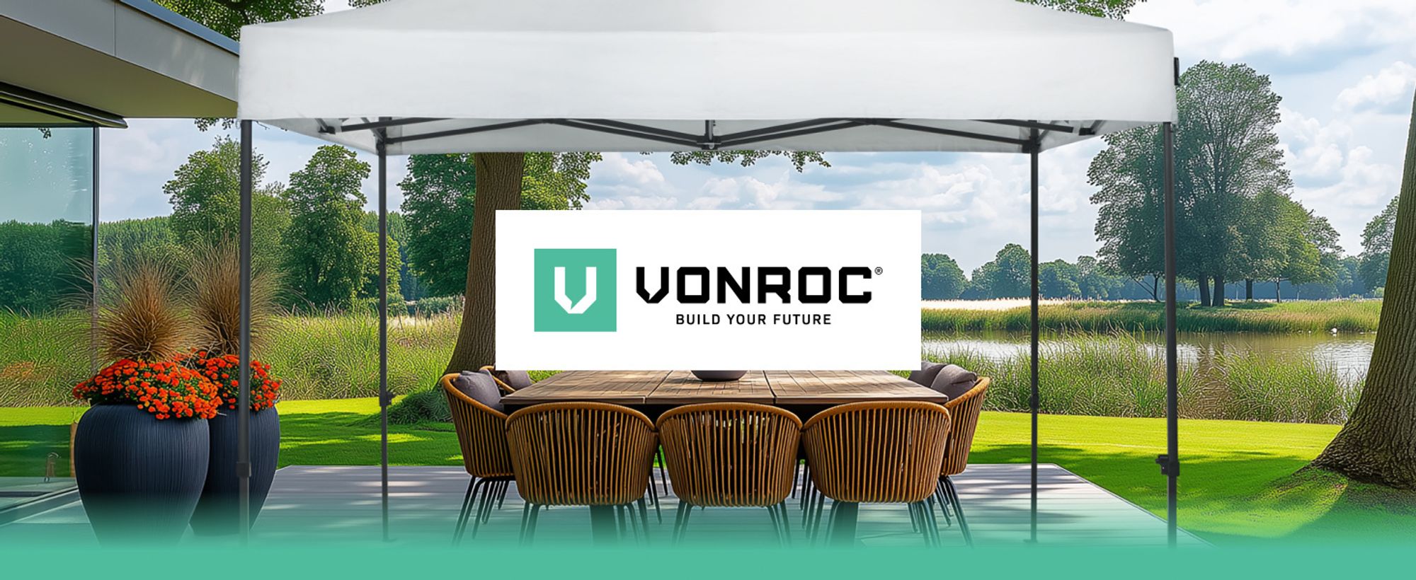 VONROC Pavillon 3x3m wasserdicht stabil - Partyzelt EasyUp System [3Min Aufbau] Popup Faltpavillon modular erweiterbar als Festival Zelt, Gartenpavillon