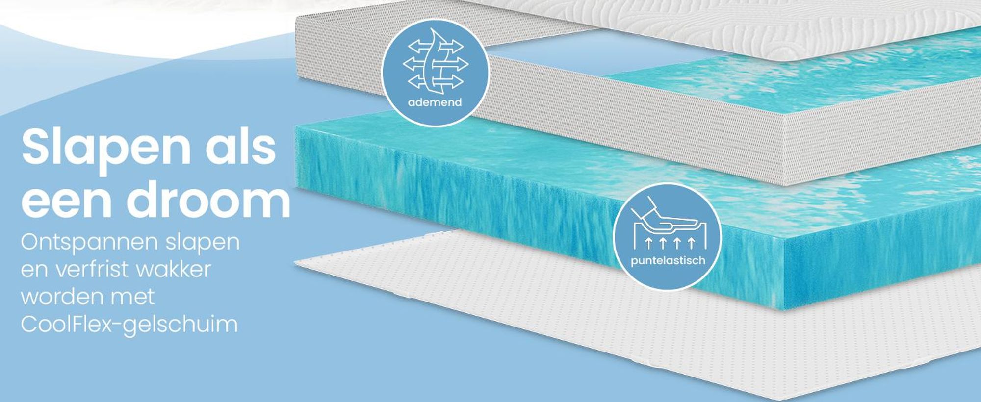 ELONEO Gel Topper, 80x190 cm, matrasbeschermer gemaakt van 5 cm dik gel-traagschuim, met een ademende 3D-netstof hoes. Comfortabele matrasbeschermer voor het bed