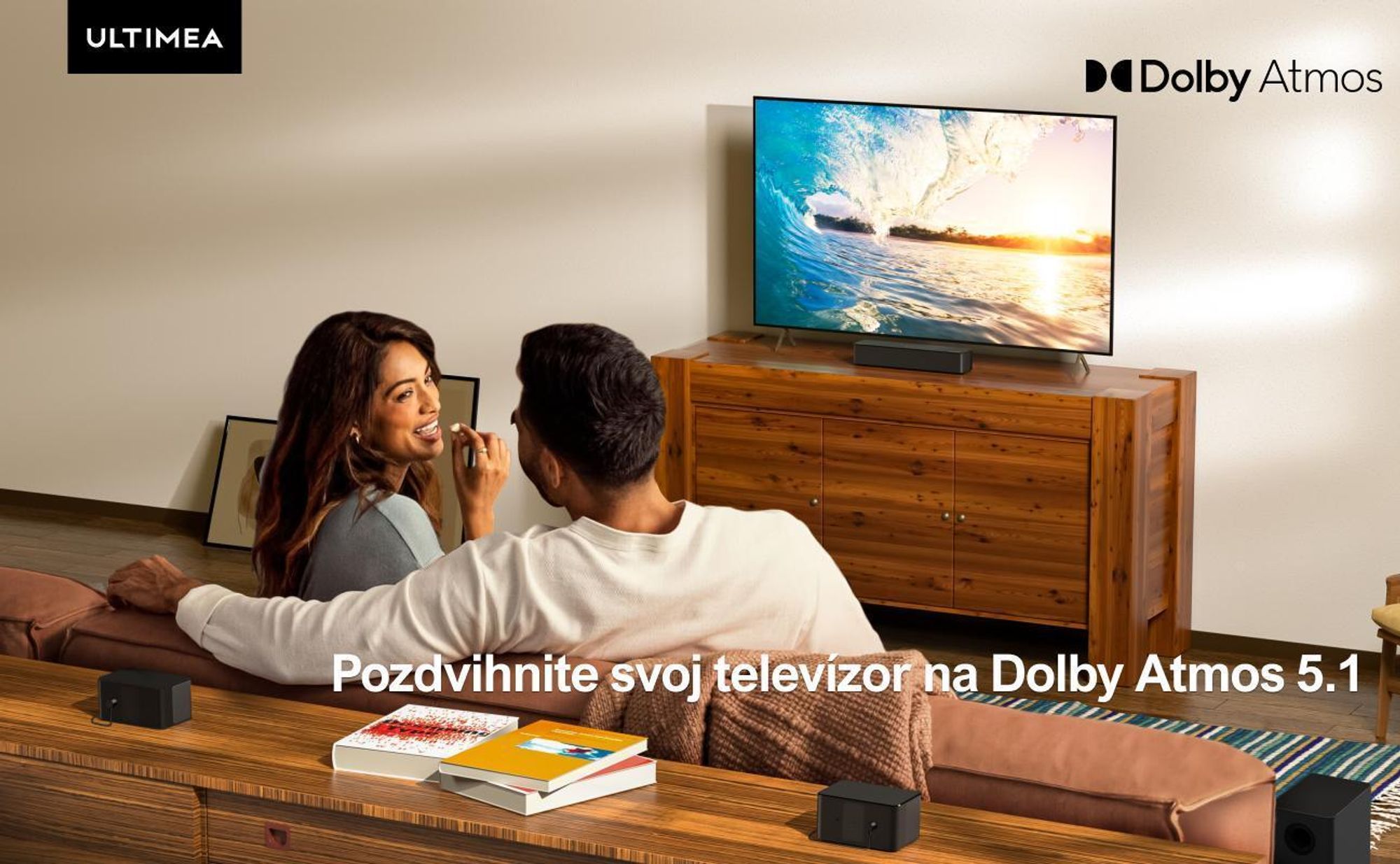 Soundbar ULTIMEA 5.1 s technológiou Dolby Atmos, 3D priestorový zvukový systém so subwooferom, 2 zadné reproduktory, soundbar 5.3 Bluetooth s nastaviteľnými basmi