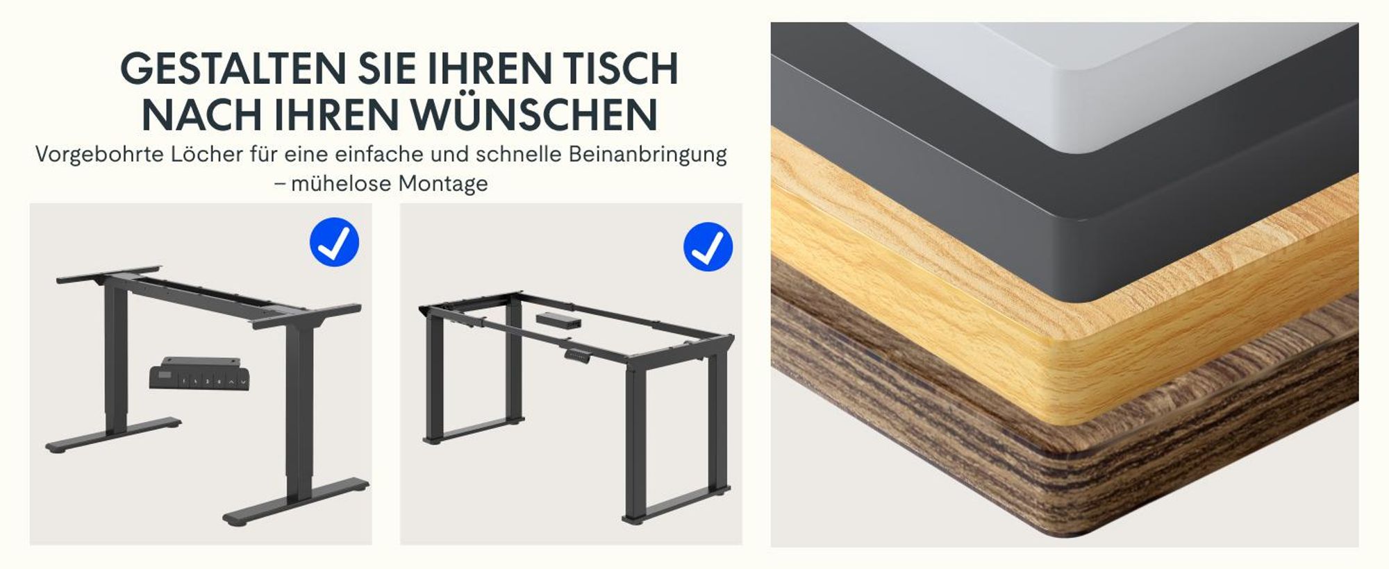 FLEXISPOT Einteilige Tischplatte 200x80cm, 2,5 cm dick stabil, langlebig, wasserfest, kratzfest, vorgebohrt für einfache Montage, DIY-geeignet Schwarz