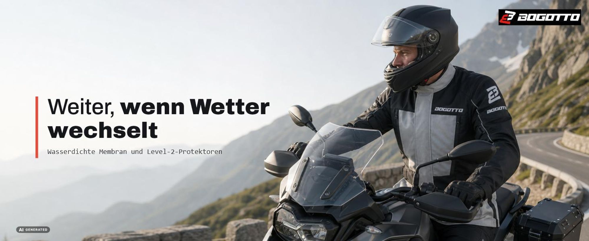 Bogotto Tampar Tour wasserdichte Damen Motorrad Textiljacke, schwarz/grau, L