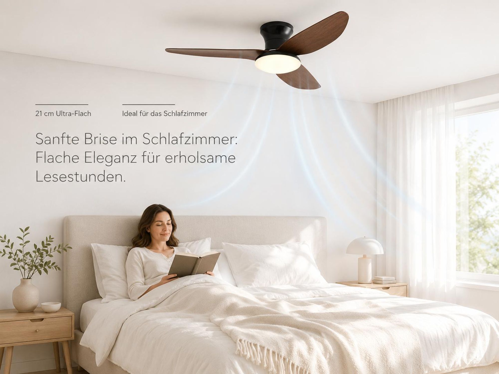 Deckenventilator mit Beleuchtung leise, Ø100cm DC Motor 6 Stufen, Smart APP & Fernbedienung, Dimmbar 3 Farben Umkehrbare Windrichtung Wohnzimmer Büro