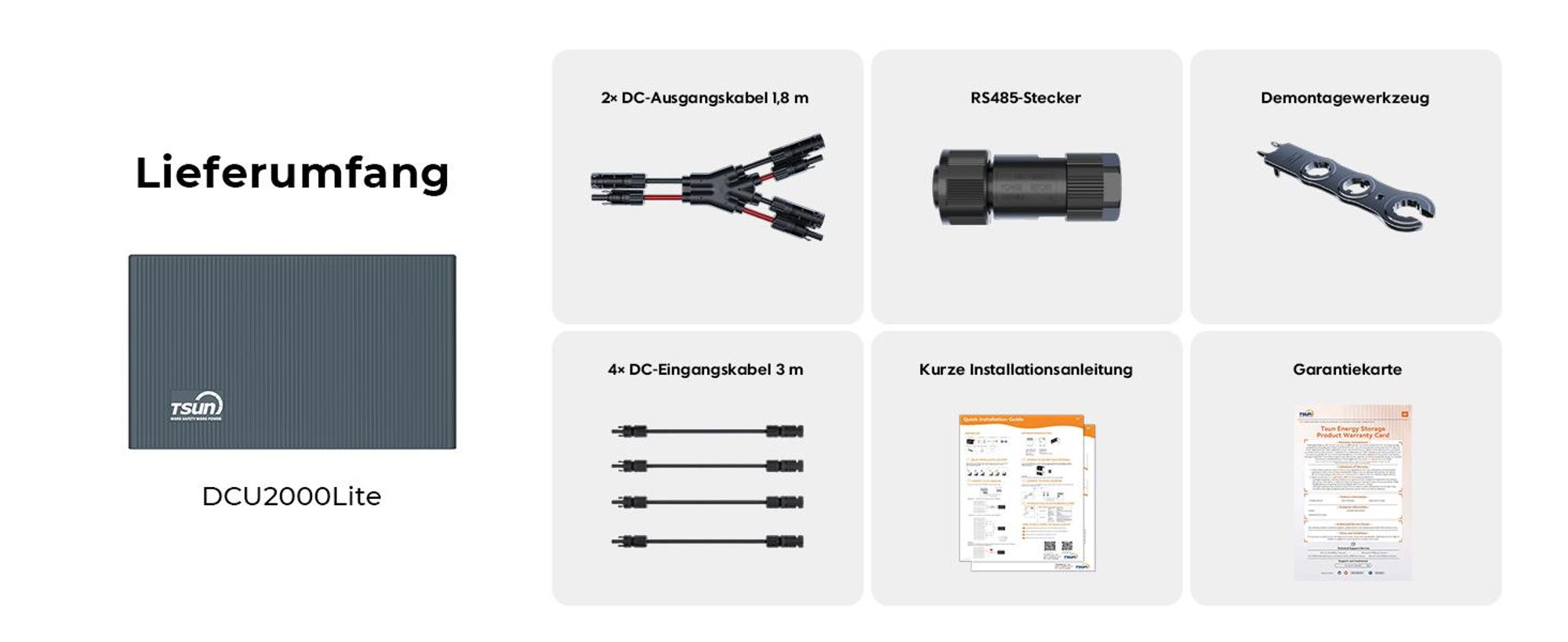 TSUN SolarCan DCU2000Lite Balkonkraftwerk Speicher, 314-Ah-Industriezellen, Maximaler PV-Eingang 2400 W, Bis zu 4 PV-Eingänge,  Duales MPPT, 0% VAT