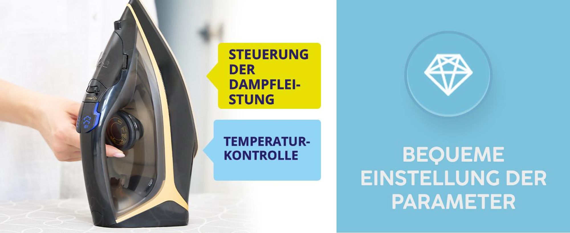 MPM MZE-26 Kabelloses Dampfbügeleisen 2600W Keramiksohle 42 Dampfdüsen Anti-Drip Anti-Calc Self-Clean 300ml Wassertank Temperaturregelung