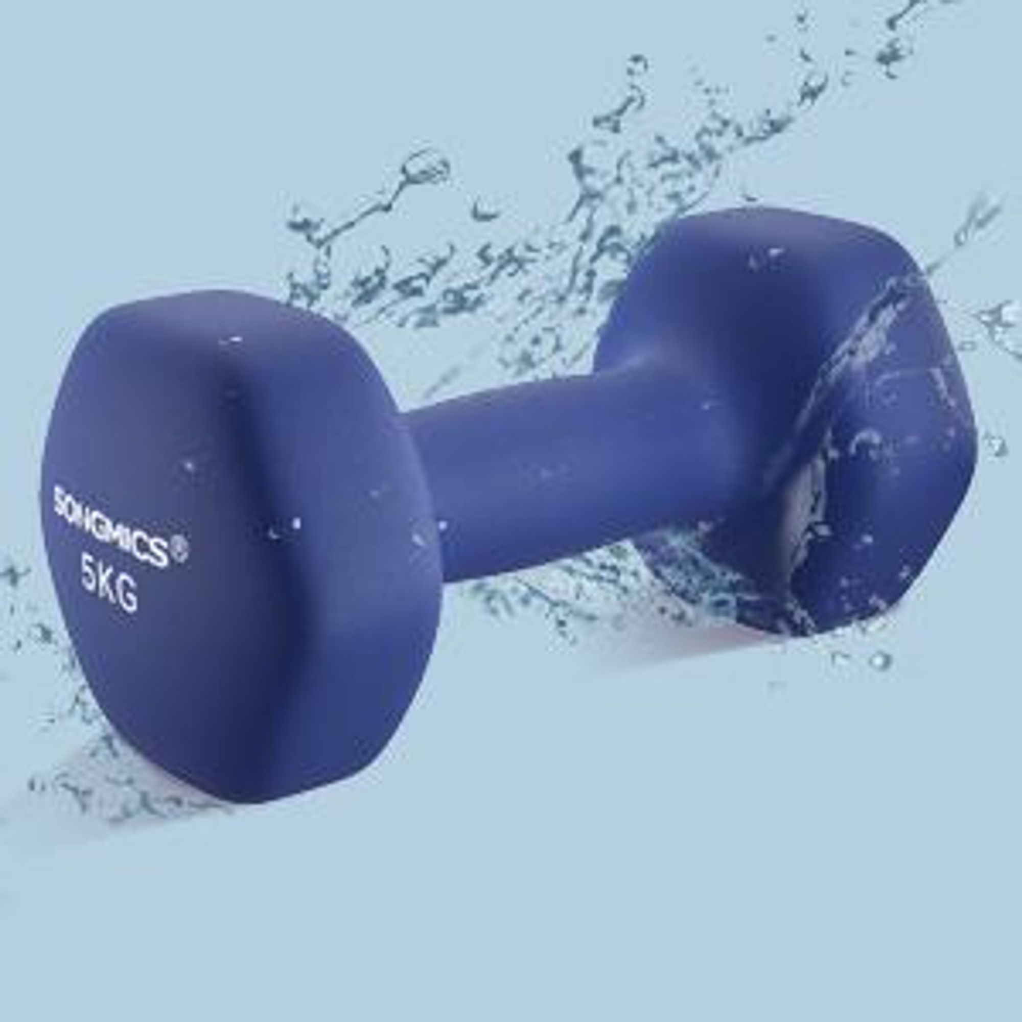SONGMICS Hanteln, 2er Set, 2 x 5 kg, Hantelset, Kurzhanteln, Hexagon, Neopren-Beschichtung, Krafttraining, Workout, Fitnesstraining, für Zuhause, blau