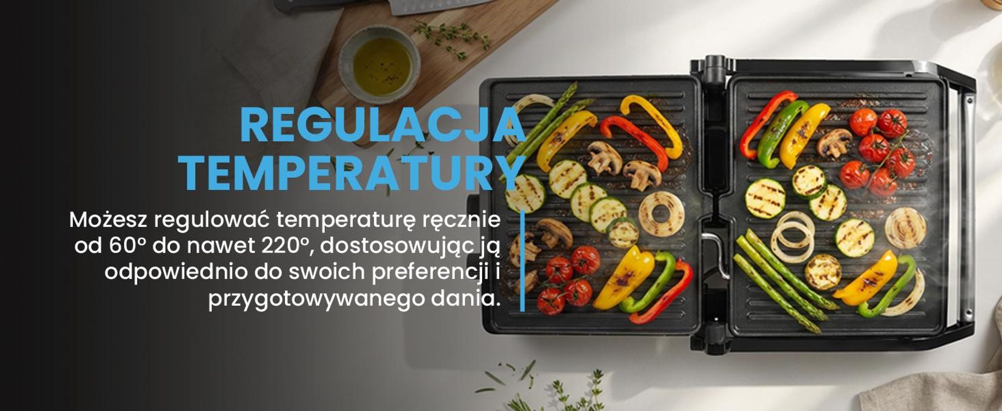 Elektryczny grill kontaktowy z dużą powierzchnią opiekania