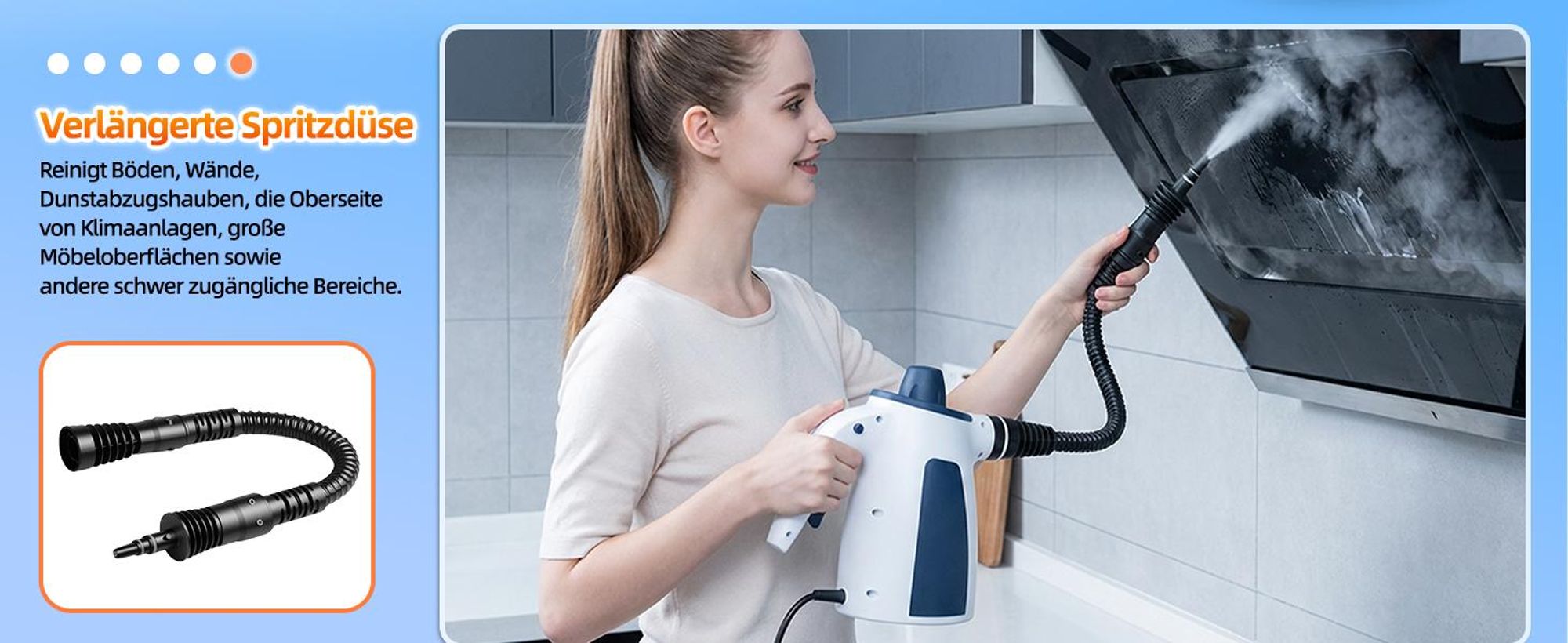 Dampfreiniger, Handdampfreiniger für das Haus Mehrzweck, 3 Bar Dampfdruck 350ML 1200W chemikalienfreier, Reinigung von Küche, Böden, Fliesen, Sofas