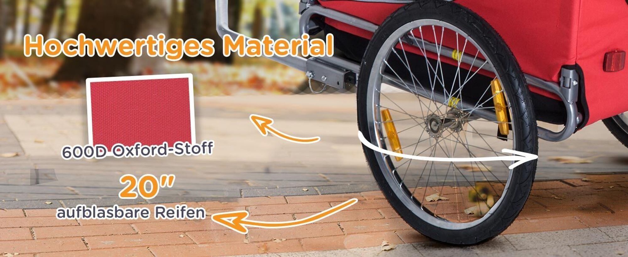 PawHut Fahrradanhänger Hundeanhänger Hunde Fahrrad Tier Anhänger Rot+Schwarz