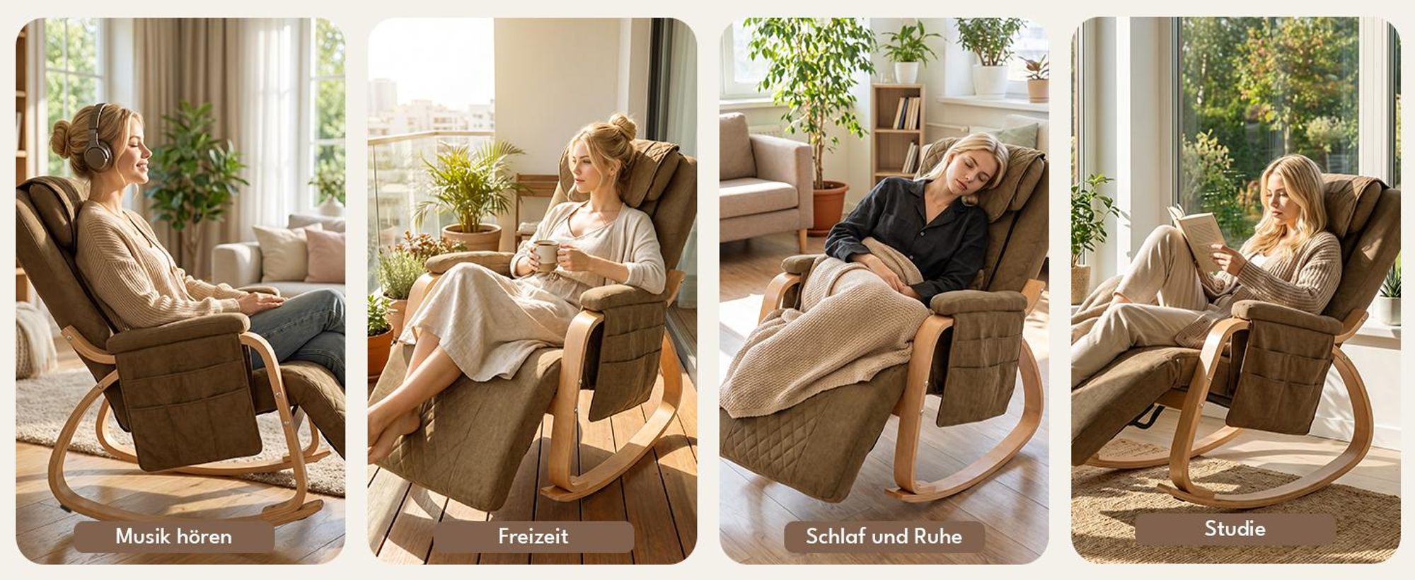 Schaukelmassagesessel, komfortabler Relaxsessel für Entspannung, Lesen und Ausruhen zu Hause