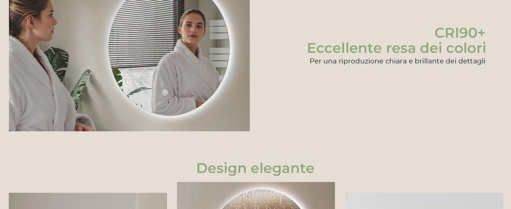 S'AFIELINA Specchio da bagno a LED specchio rotondo da parete con interruttore a sfioramento, bianco freddo 6500K 60 cm