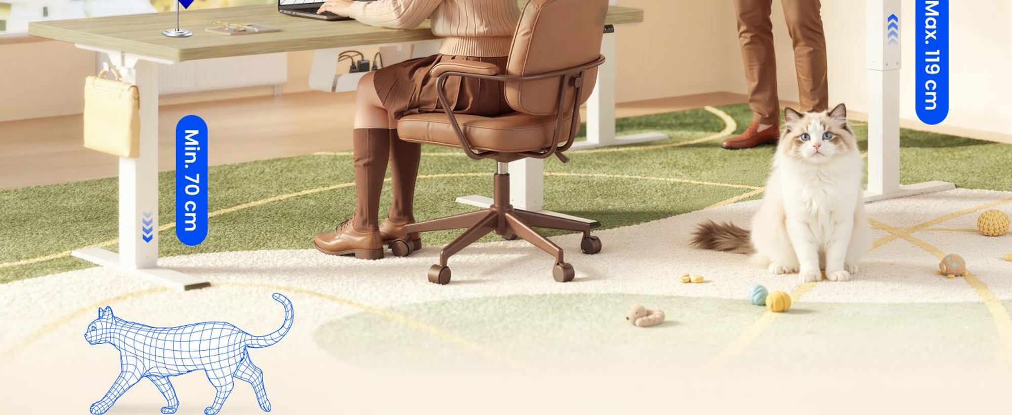 FLEXISPOT E1 Pro Elektrisch Höhenverstellbarer Schreibtisch EU, 120x80cm 25MM EINTEILIGE TISCHPLATTE Doppelmotor 120KG Tragkraft Natur-Eiche Optik