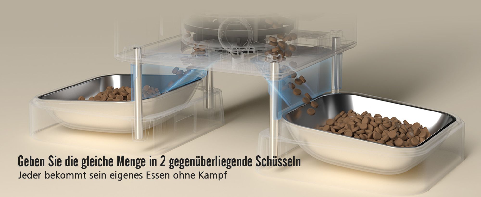 Oneisall Automatischer Katzenfutterspender mit 5G WLAN für 2 Katzen