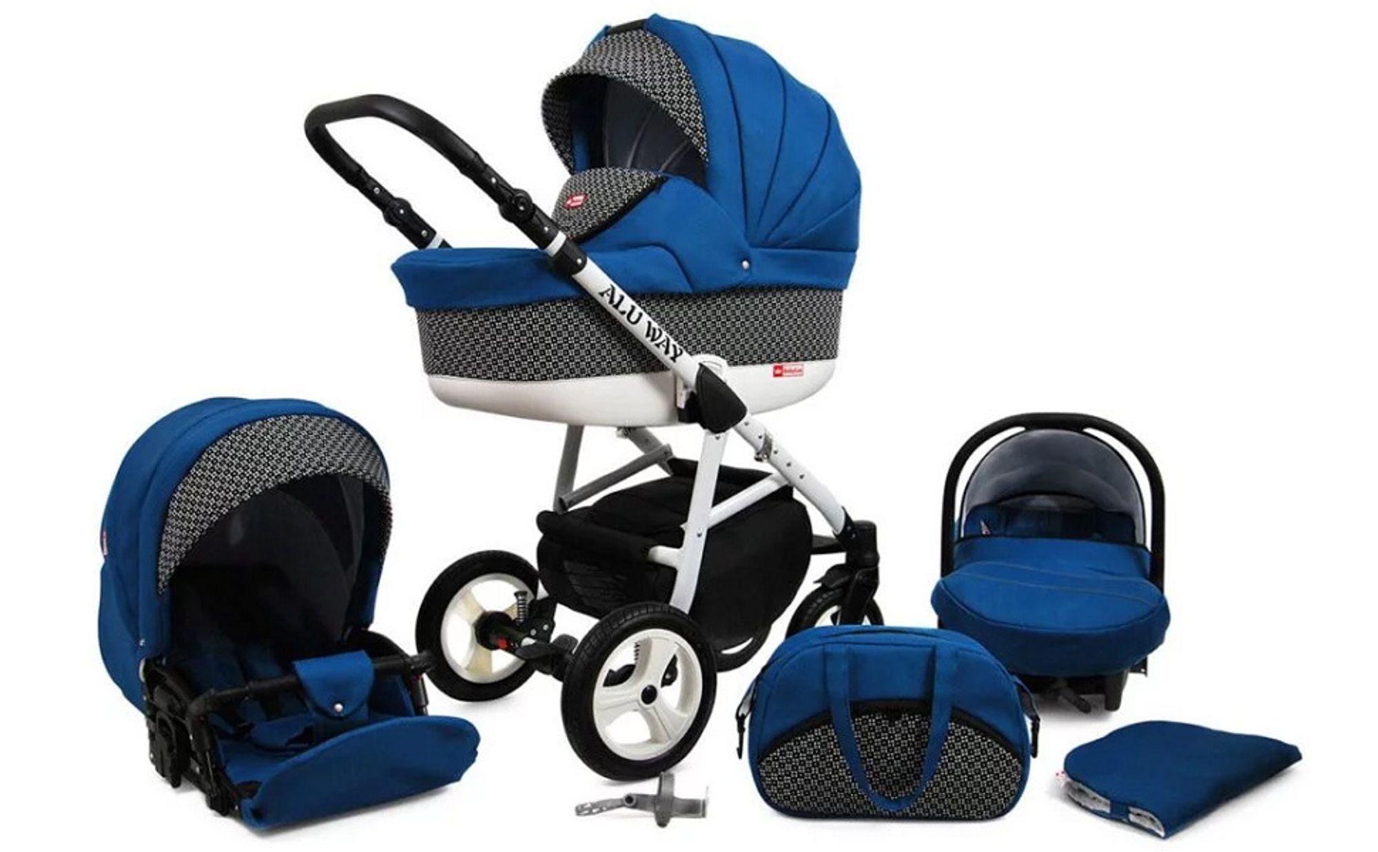 BabyLux® Alu Way | 3in1 Kinderwagen Set | Light Pink | Kombikinderwagen | Kinderwagenset | Buggy