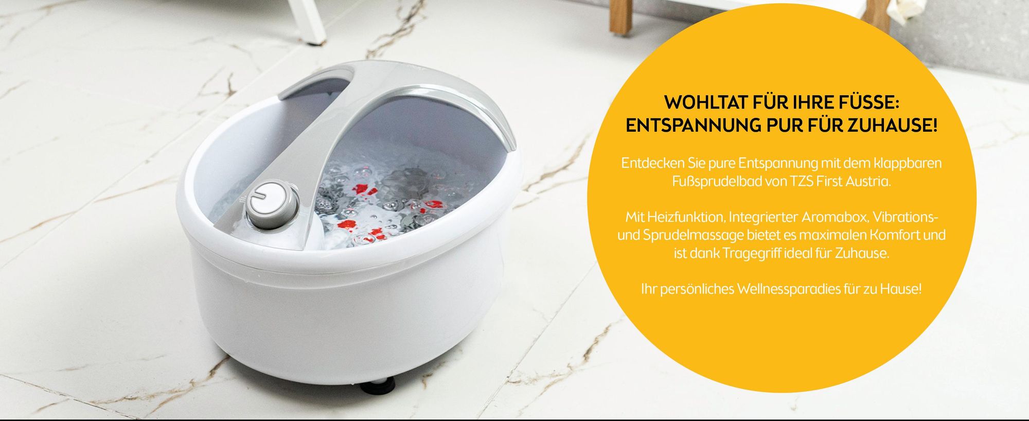 TZS First Austria - Fußsprudelbad 450W - 3 Programme & 6 Massagerollen - Infrarot- und Heizfunktion