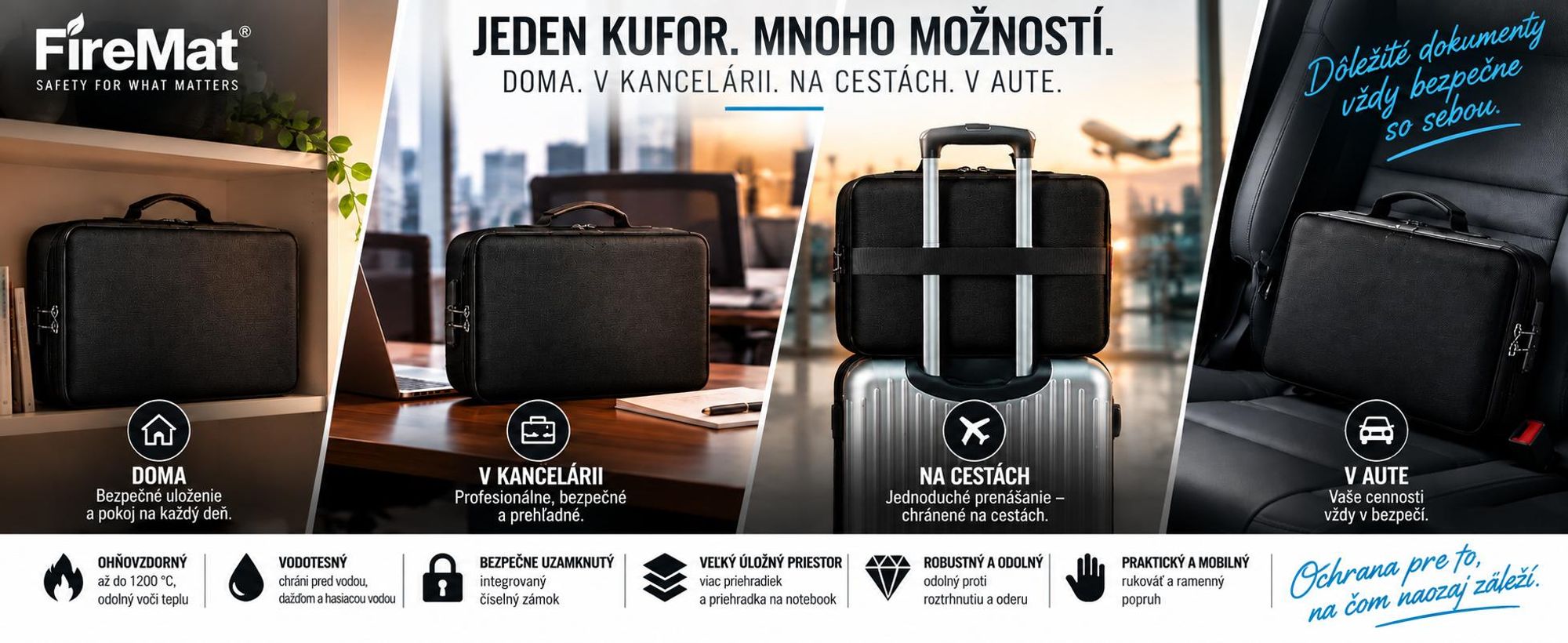 Robustní kufr FireMat s ochranou proti vysokým teplotám a vodě.