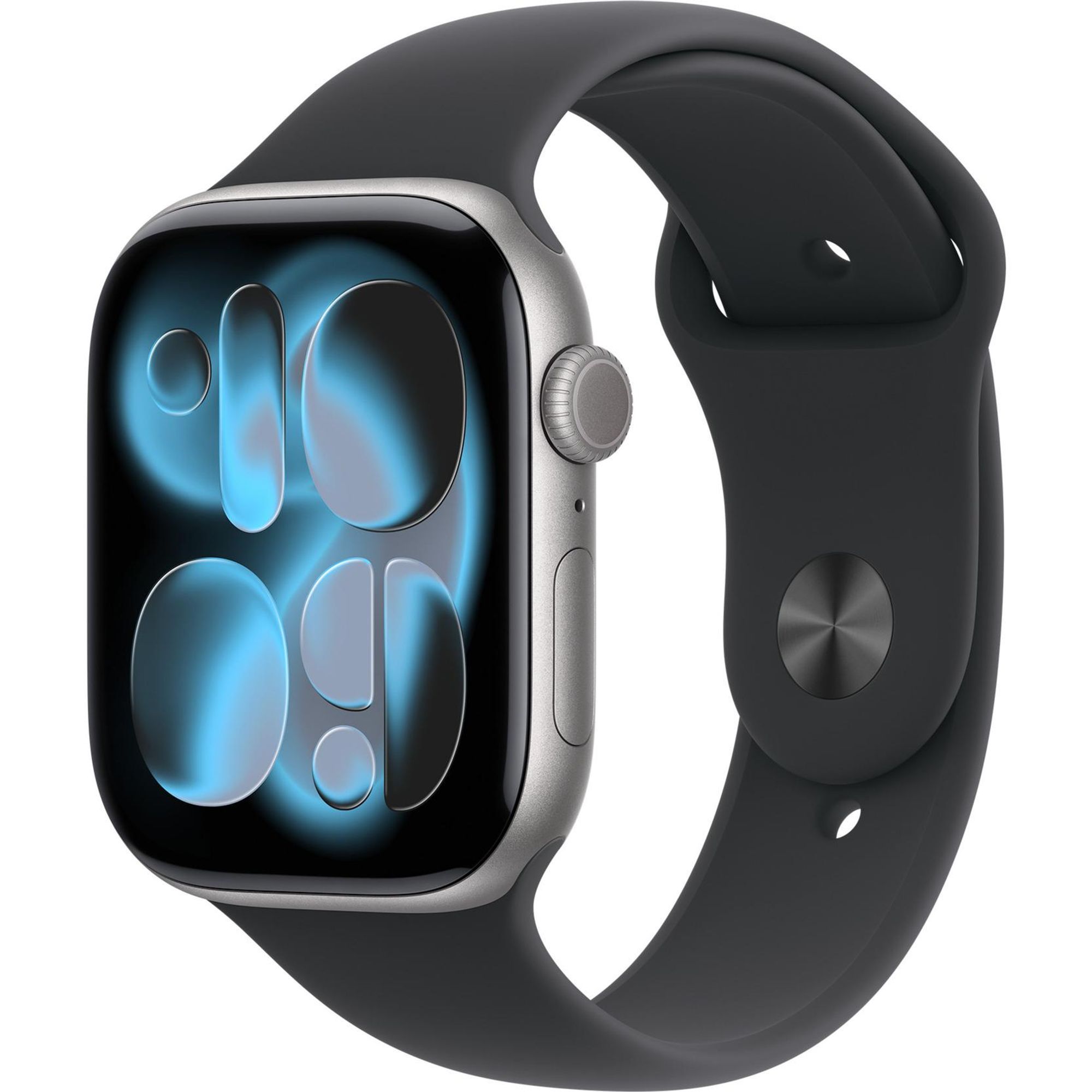 Apple Watch Series 11, Smartwatch (grau, Aluminium, 46 mm, Sportarmband schwarz S/M)