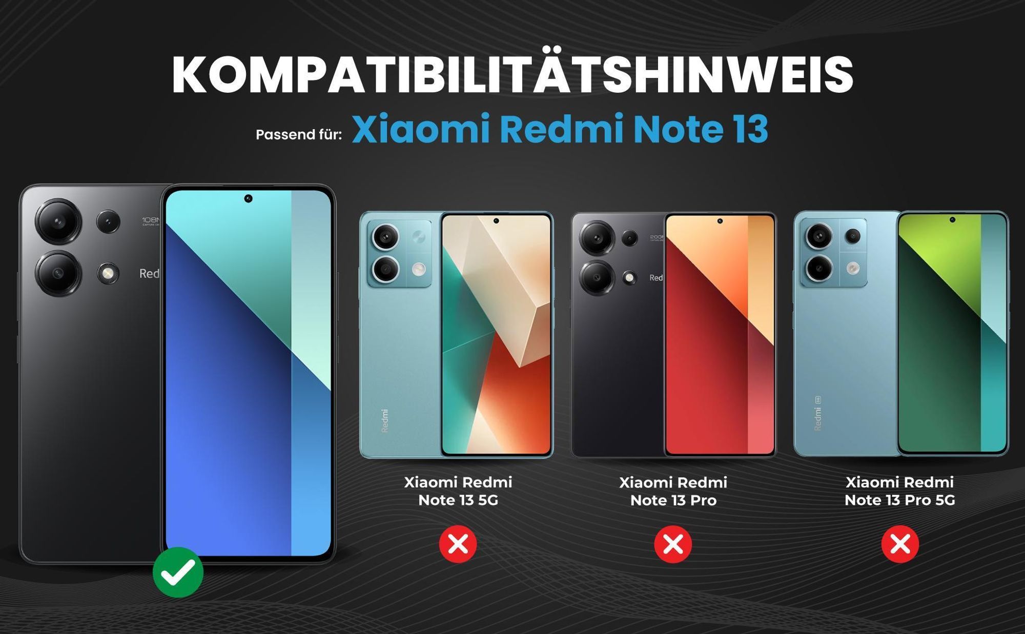 Kompatibilitätshinweise Hülle für Xiaomi Redmi Note 13