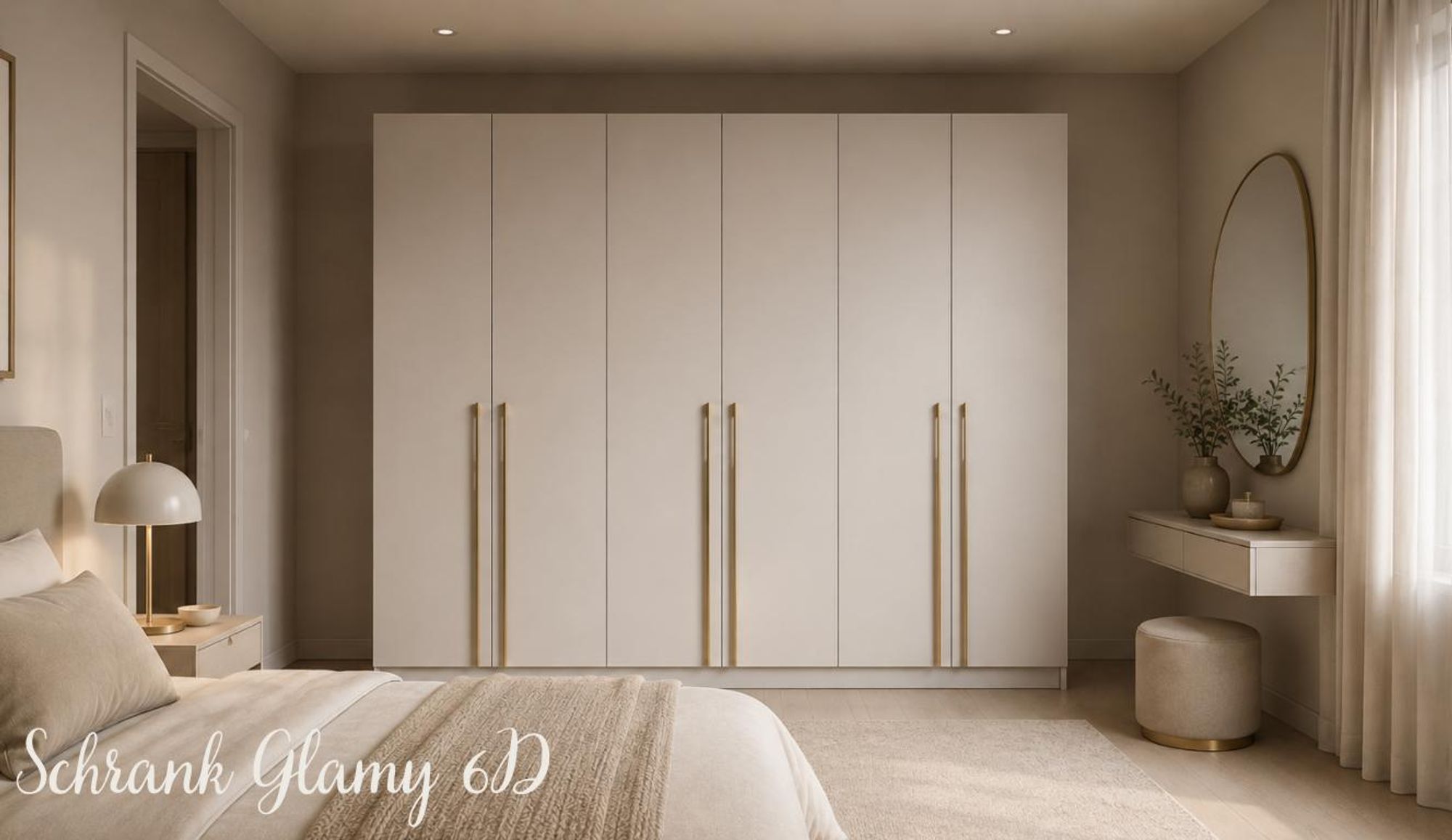 Kleiderschrank 6-türig – moderner Schrank viel Stauraum, Schlafzimmer Garderobenschrank - Schrank Glamy 6D - Weiß