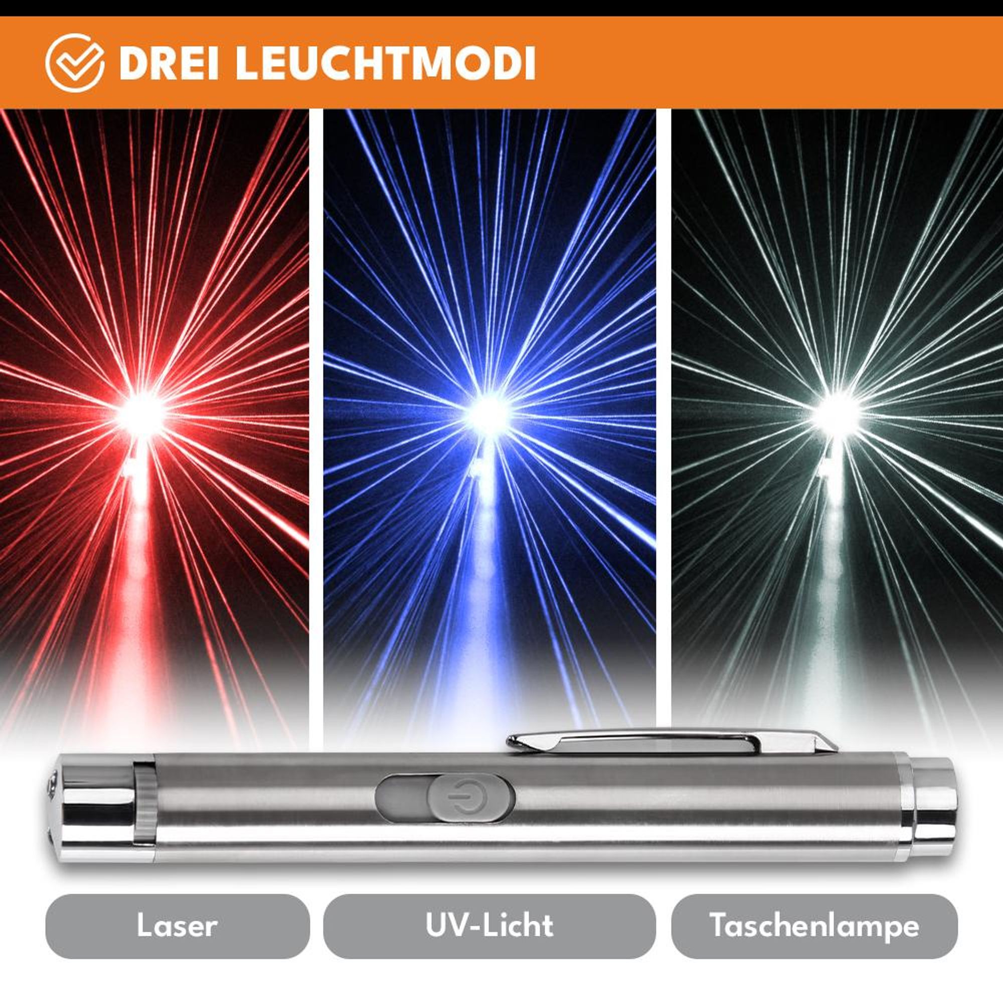 KRUMAD Laserpointer für Katzen, LED Katzenspielzeug 3 in 1 mit 3 Leuchtfarben, interaktives Spielzeug für Katzen, batteriebetriebener Laser