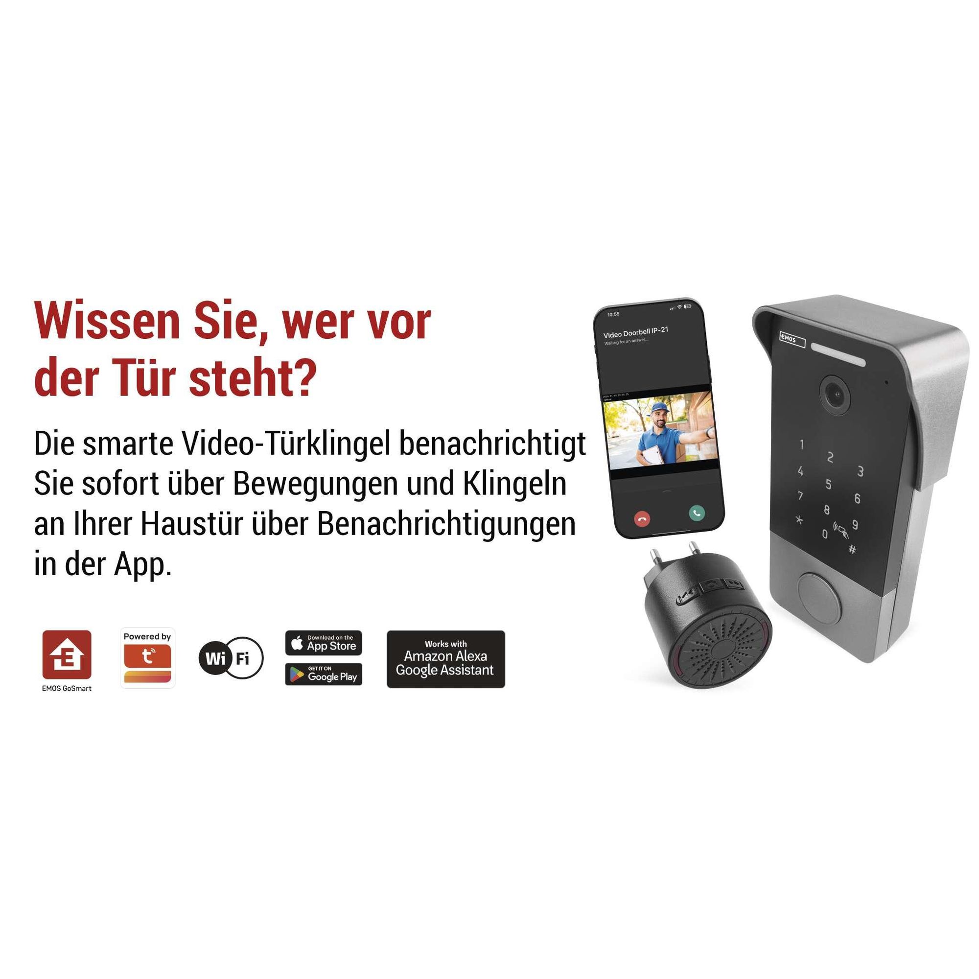 Video-Türklingel EMOS GoSmart Full HD 2 MP mit Ethernet-Anschluss und RFID-Set