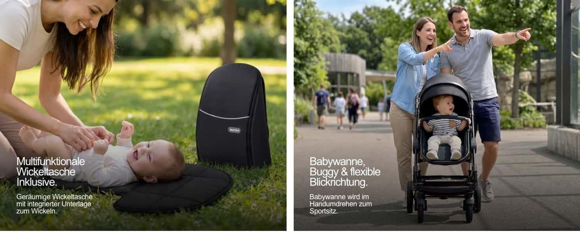 Daliya® BAMBIMO 3in1 Kinderwagen mit i-Size Babyschale, Gummi-Rädern & Aluminiumrahmen, Travel-System mit 2in1-Babywanne/Sportsitz, Kombi-Kinderwagen