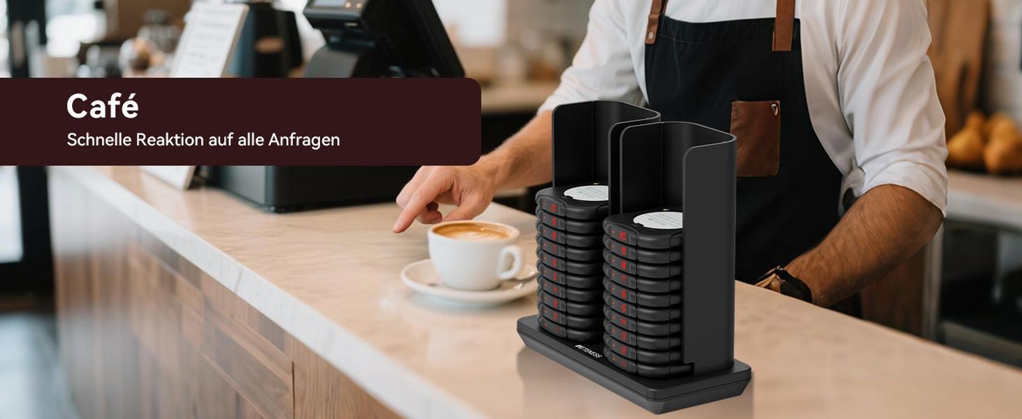 Retekess TD186 Restaurant Pager System, 20 Pager, 600 m, Kippdesign, 64 Rufkombinationen, automatische Weckfunktion, für Restaurant Bars Café
