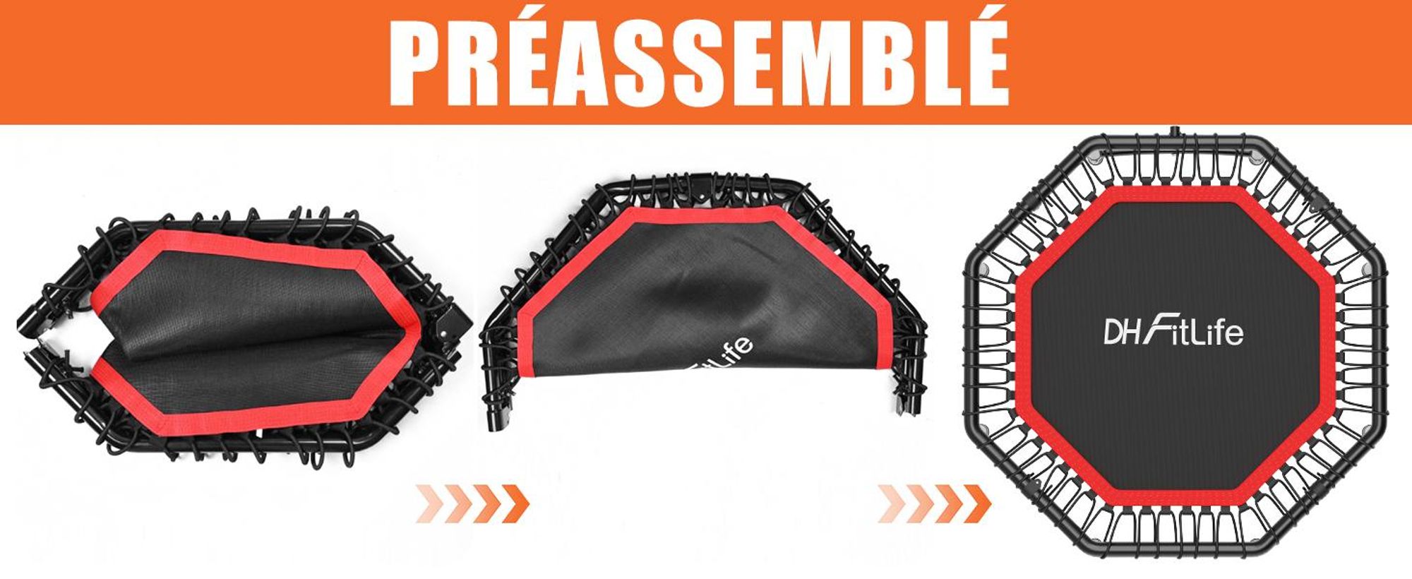 Trampoline de Fitness DH FitLife Pliable Ø121 cm – Capacité 150 kg, 3 Niveaux de Poignées Réglables, Stable et Silencieux pour Enfants et Adultes